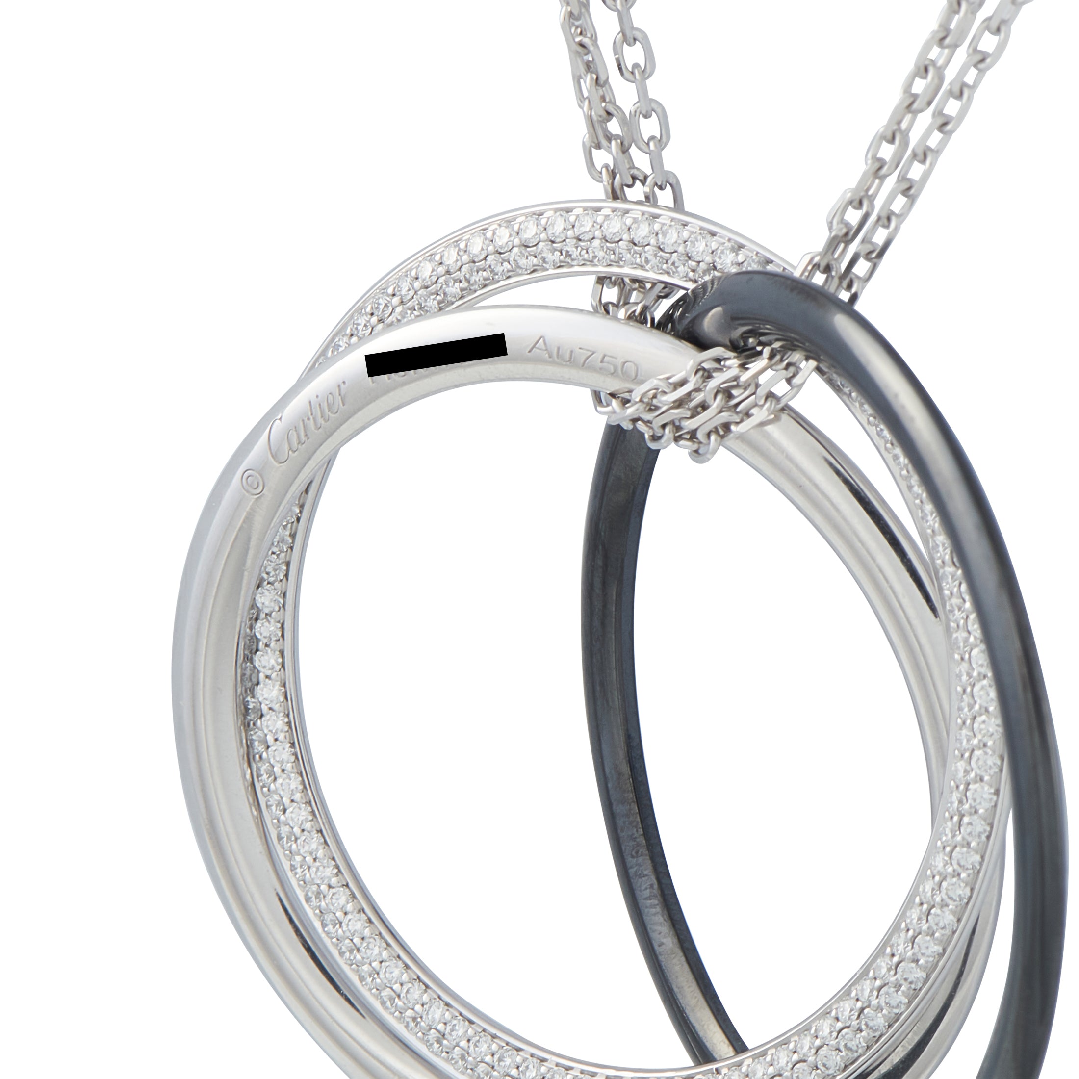 CARTIER Trinity 18K White Gold 0.82ct Diamond and Ceramic Necklace