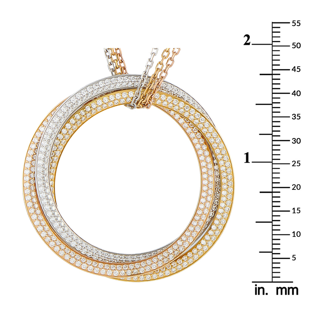 Cartier Trinity 18K Rose, Yellow, and White Gold 2.60ct Diamond Necklace