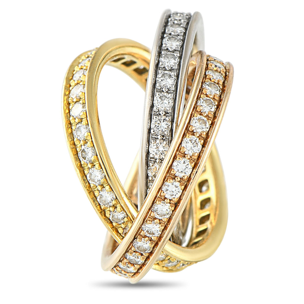 CartierTrinity 18K Rose, Yellow, and White Gold Diamond Ring