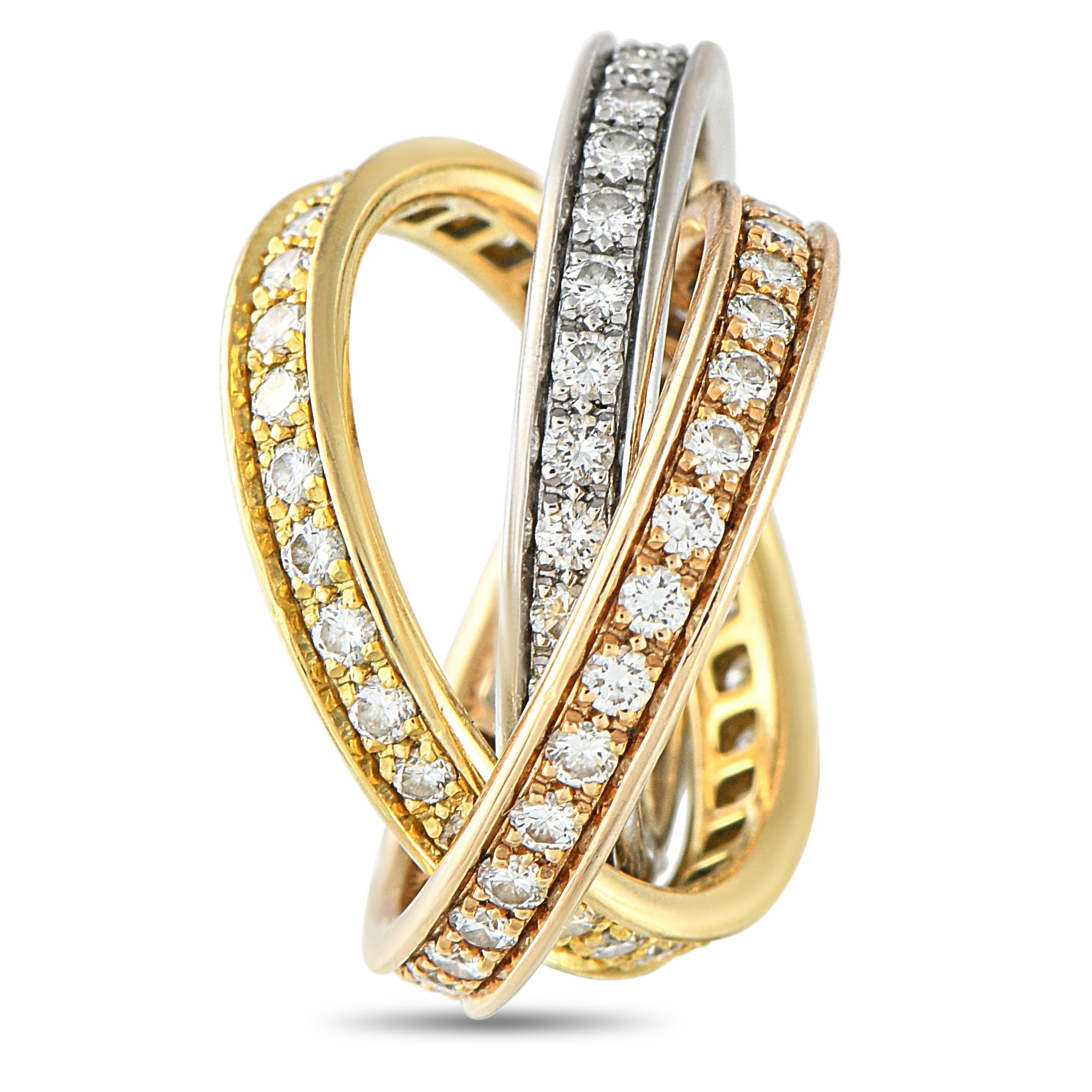 CartierTrinity 18K Rose, Yellow, and White Gold Diamond Ring