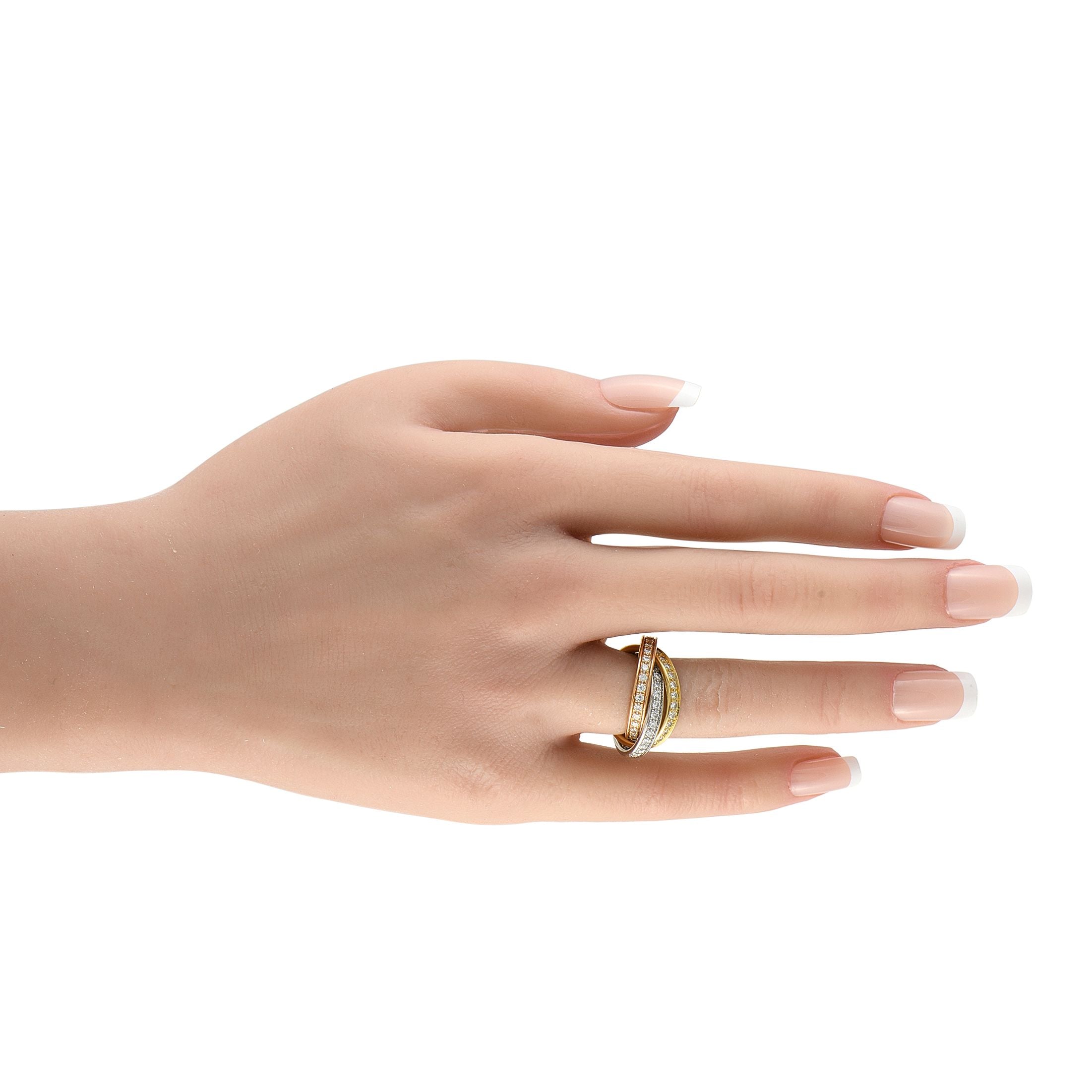 CartierTrinity 18K Rose, Yellow, and White Gold Diamond Ring