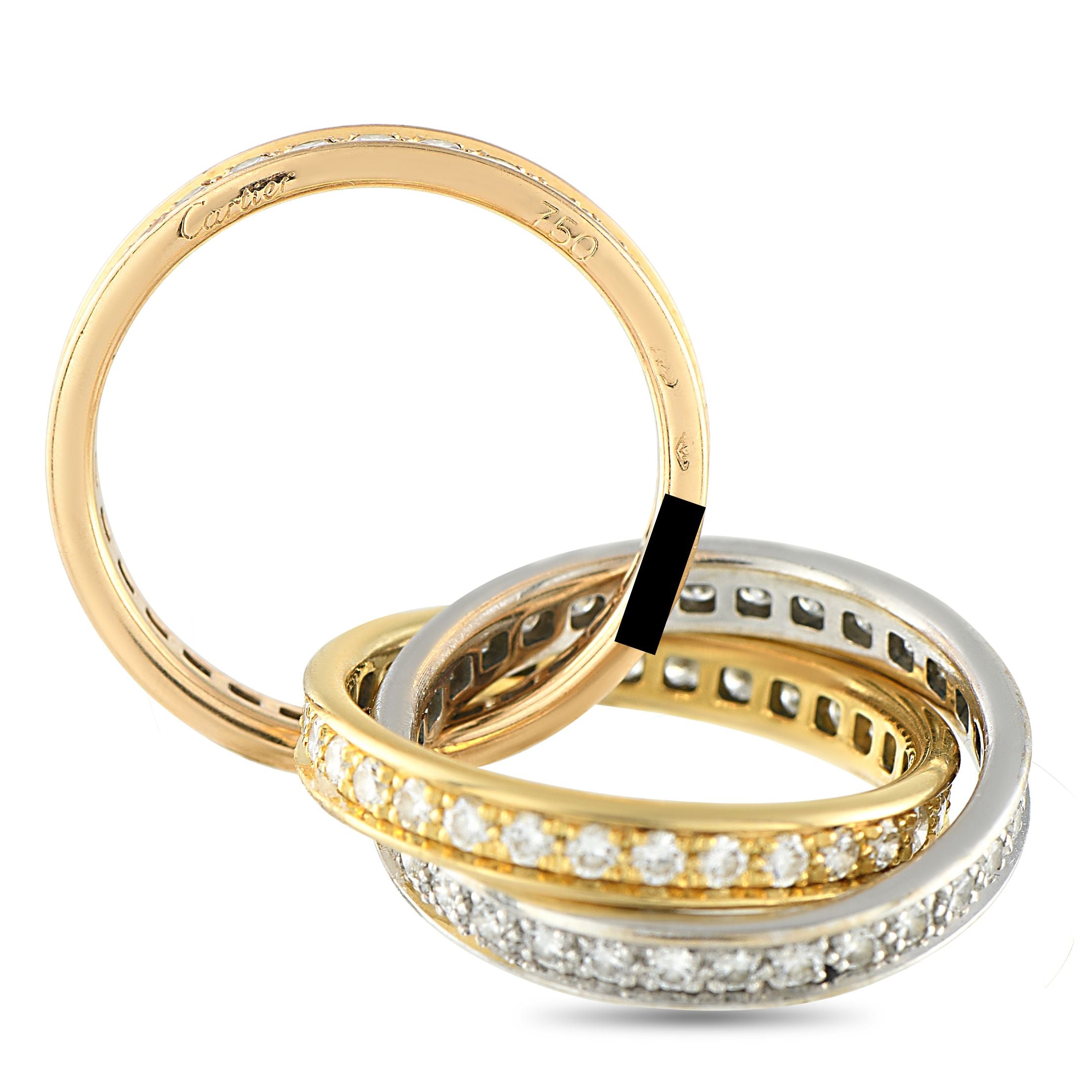 CartierTrinity 18K Rose, Yellow, and White Gold Diamond Ring