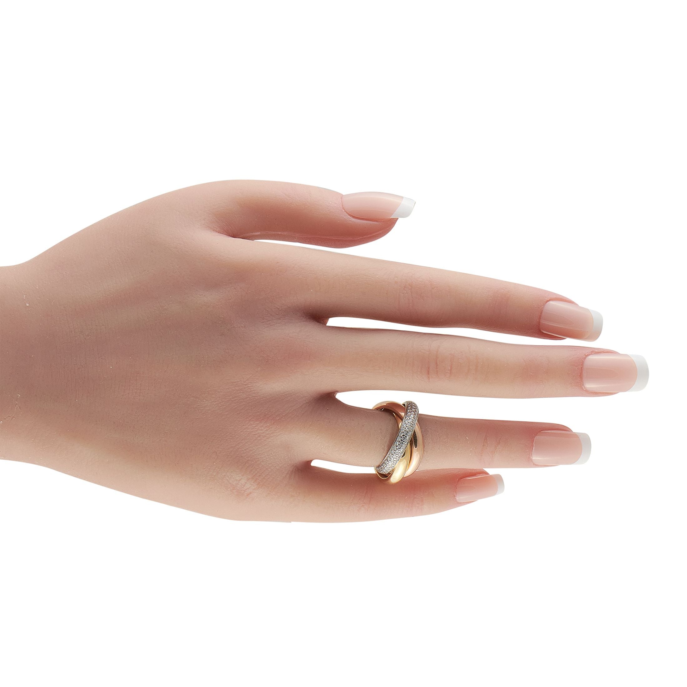 CartierTrinity 18K Rose, Yellow and White Gold 0.46ct Diamond Ring