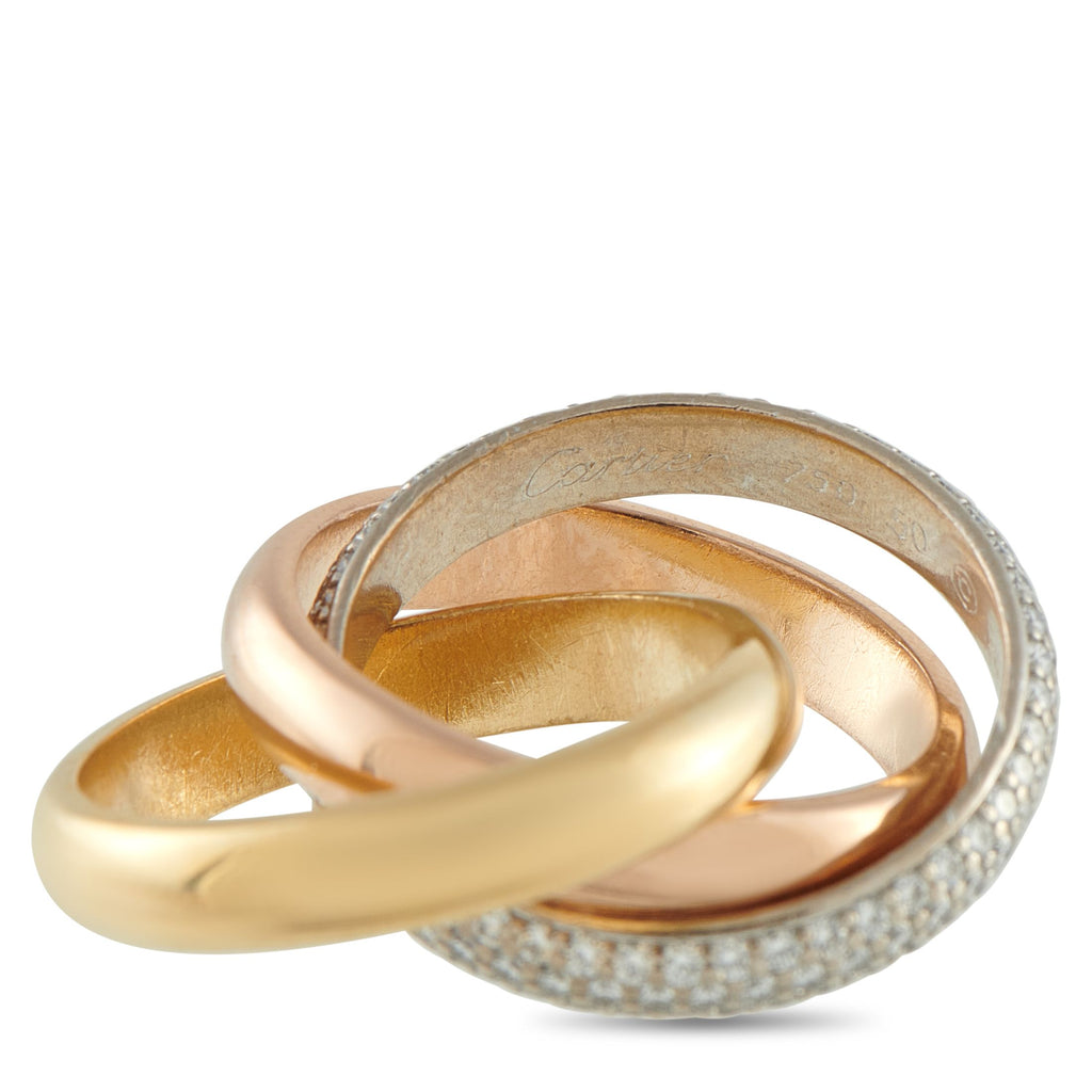 CartierTrinity 18K Rose, Yellow and White Gold 0.46ct Diamond Ring