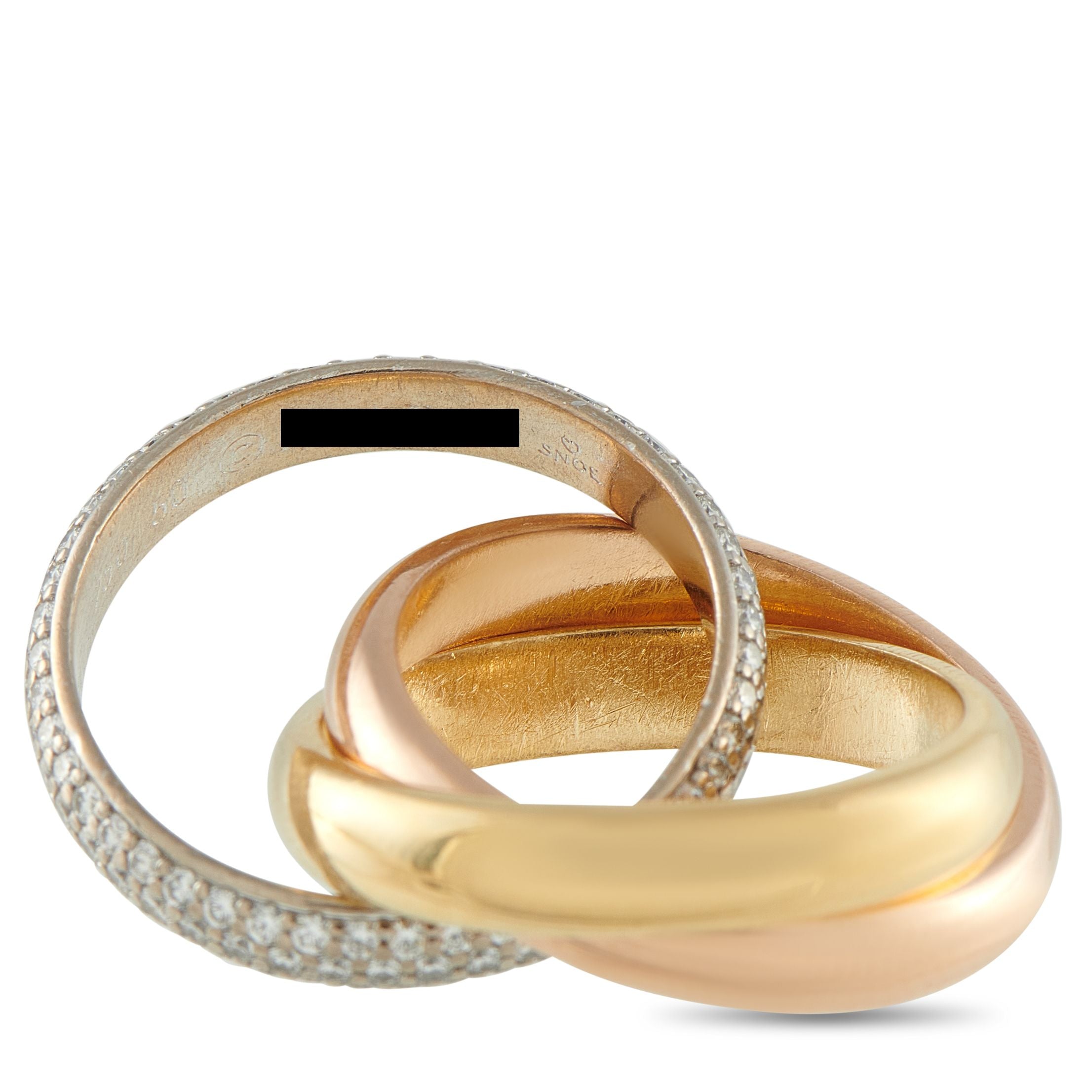 CartierTrinity 18K Rose, Yellow and White Gold 0.46ct Diamond Ring
