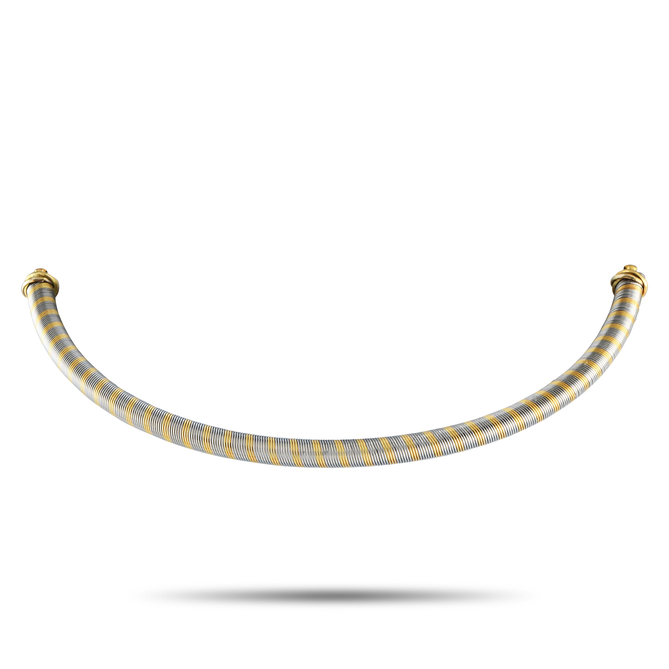Cartier Vintage 18K Yellow and Stainless Steel Necklace – This two-toned Cartier choker, a vintage piece from the 1980s, feat