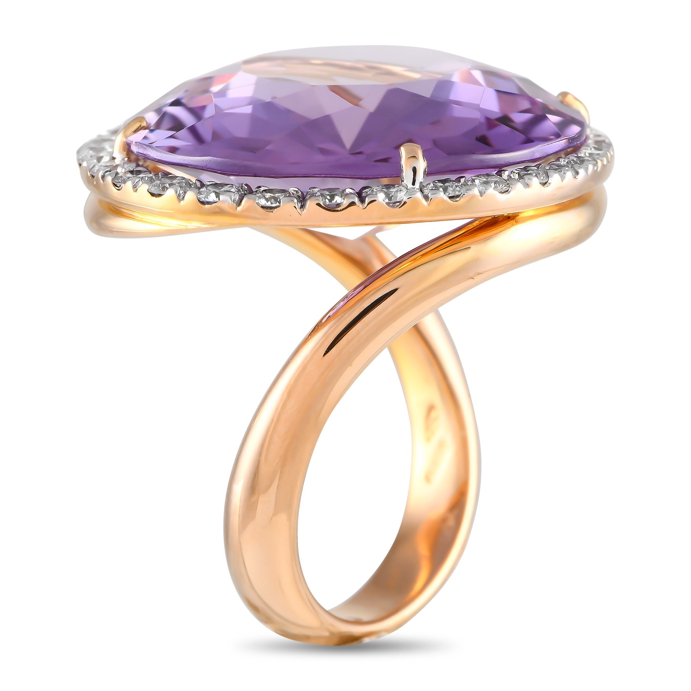 Casato18K Rose Gold 0.78ct Diamond and Amethyst Ring