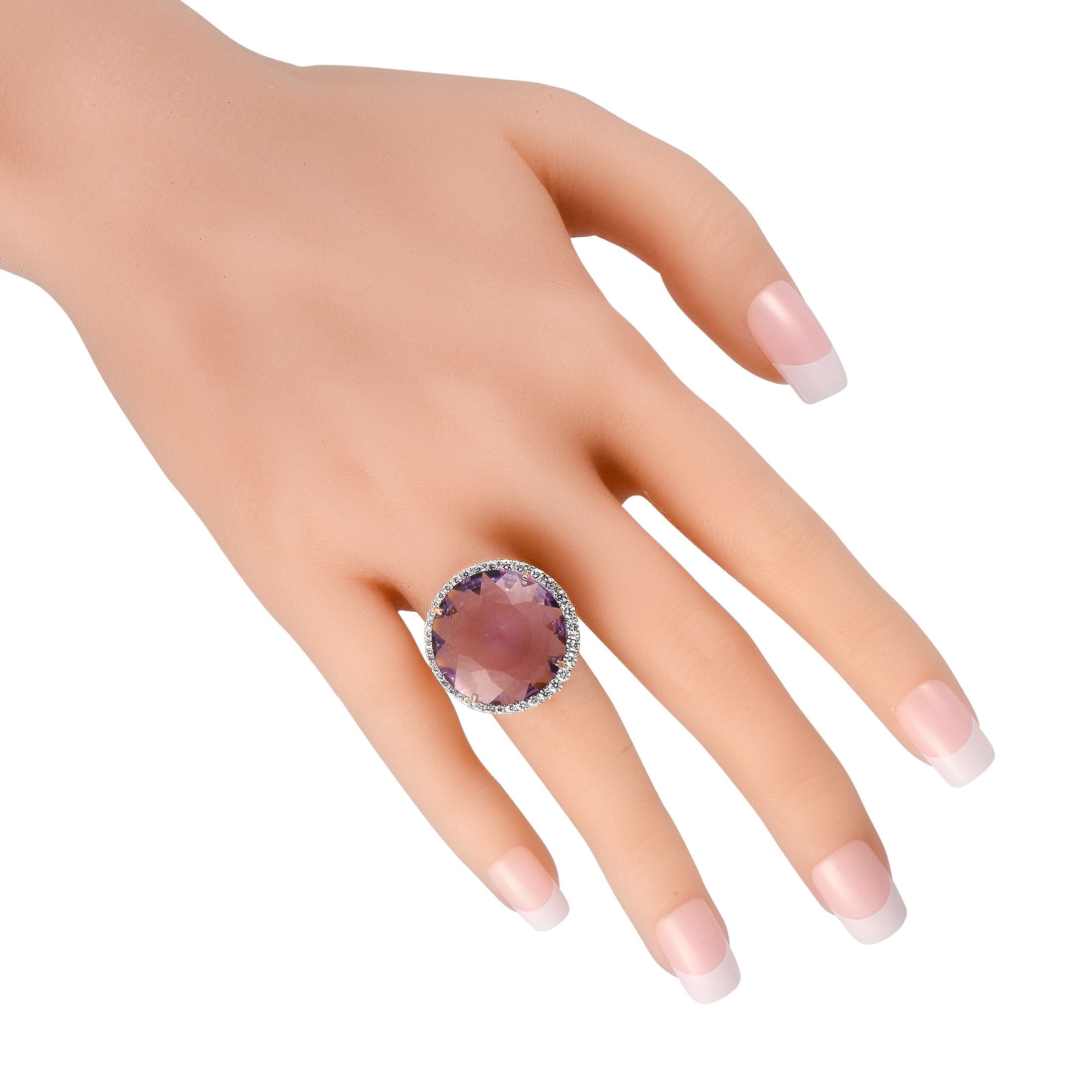 Casato18K Rose Gold 0.78ct Diamond and Amethyst Ring