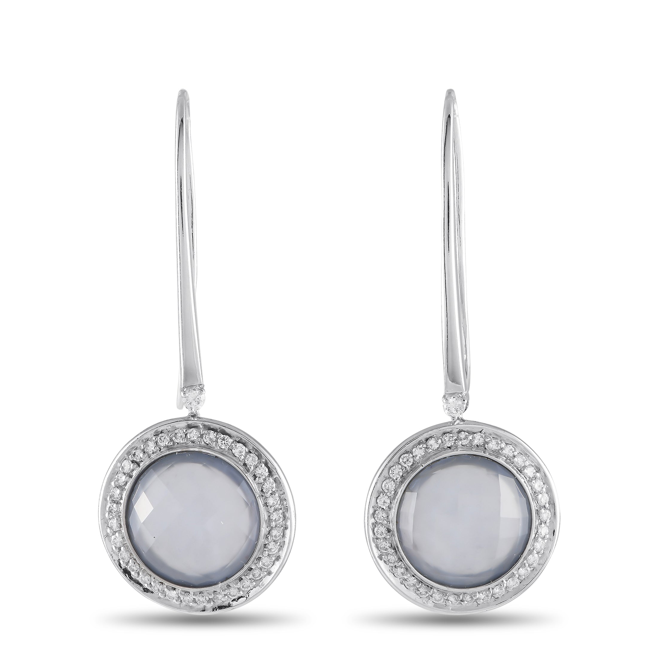 Casato 18K White Gold 0.65ct Diamond and Chalcedony Drop Earrings
