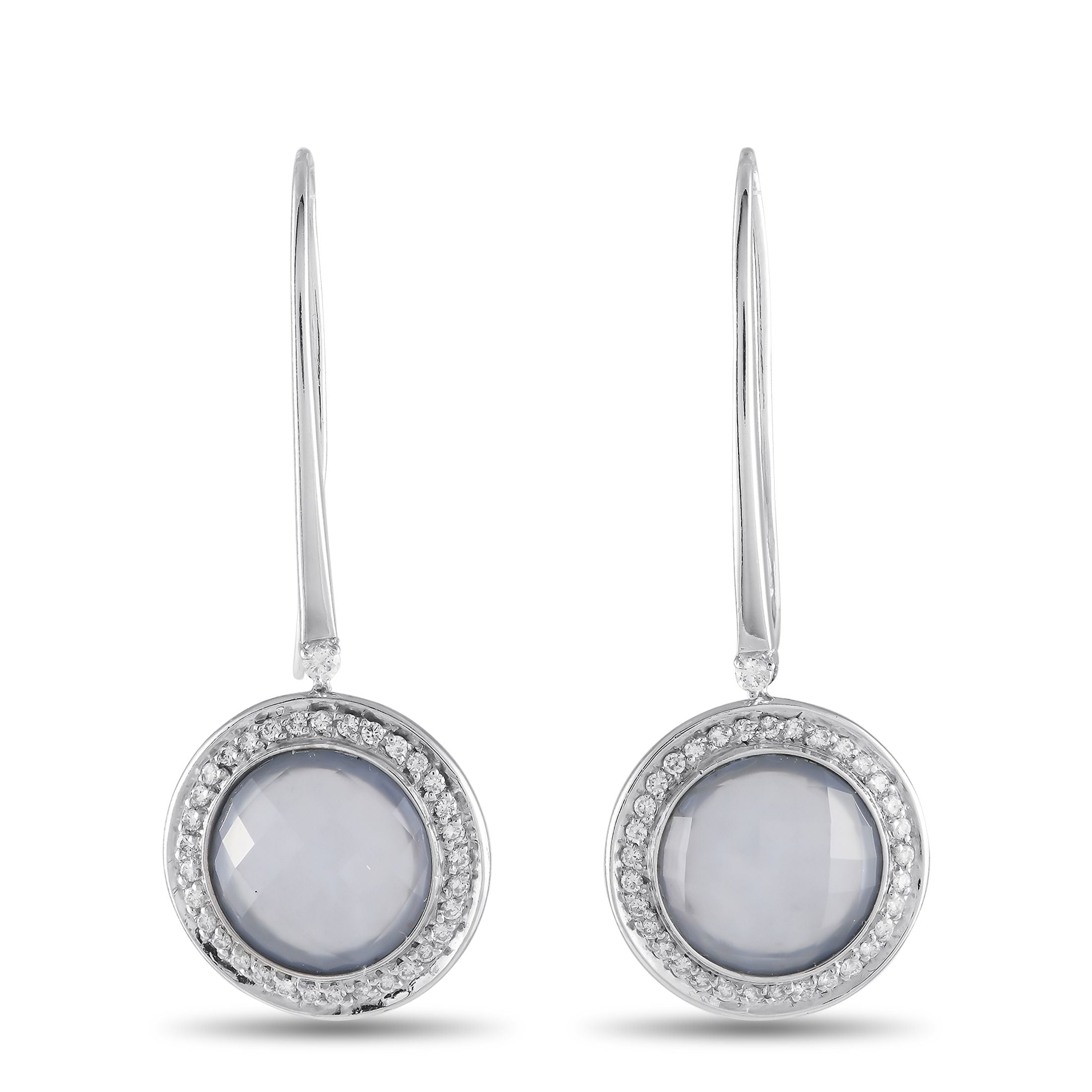 Casato18K White Gold 0.65ct Diamond and Chalcedony Drop Earrings – Sleek and incredibly elegant, these sophisticated Casato e