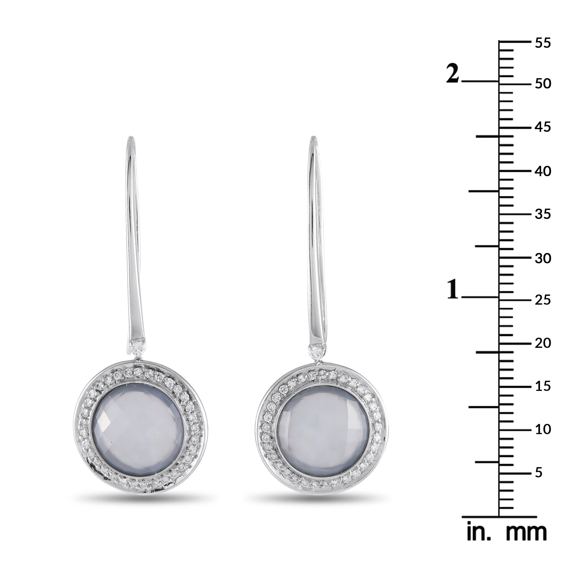 Casato 18K White Gold 0.65ct Diamond and Chalcedony Drop Earrings