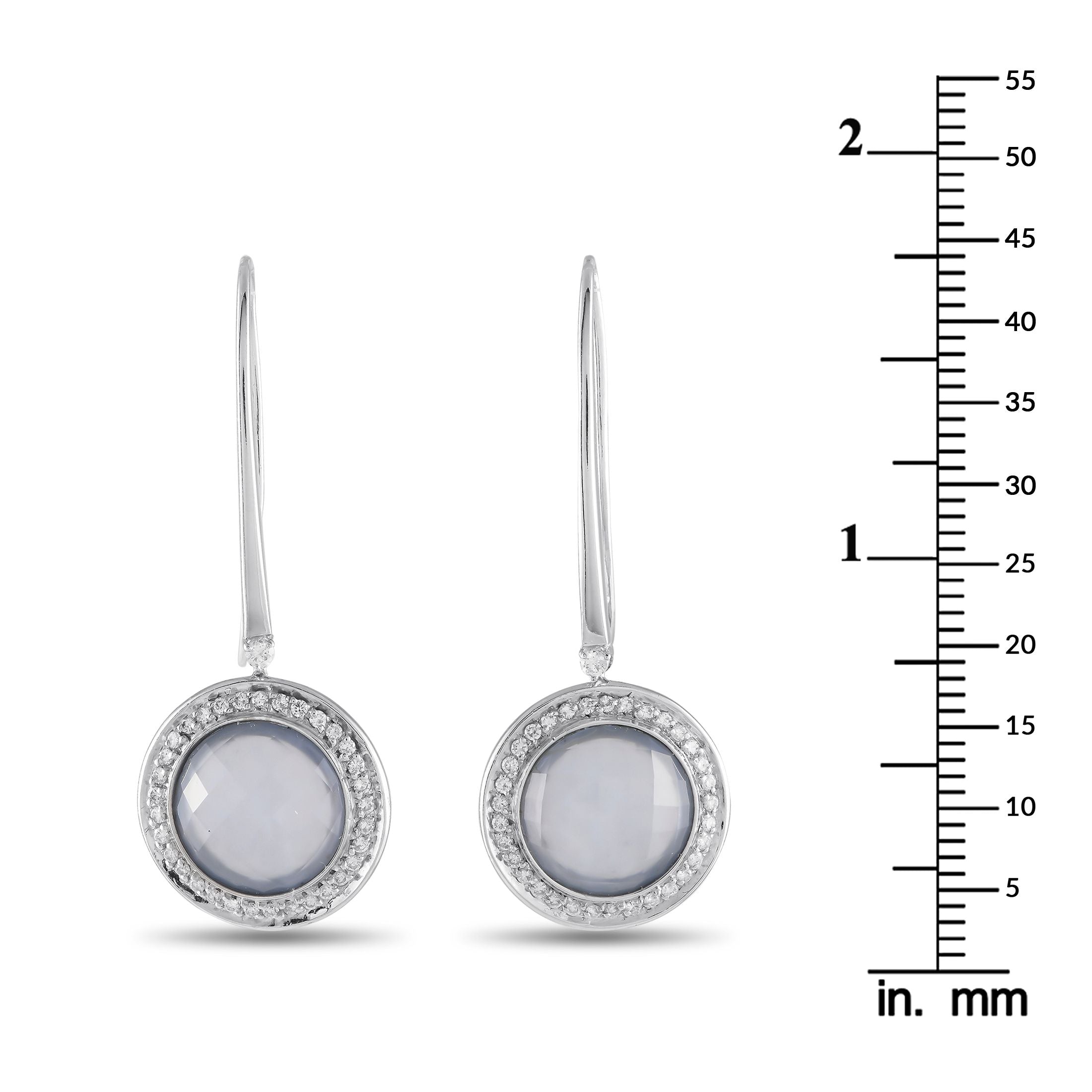 Casato18K White Gold 0.65ct Diamond and Chalcedony Drop Earrings