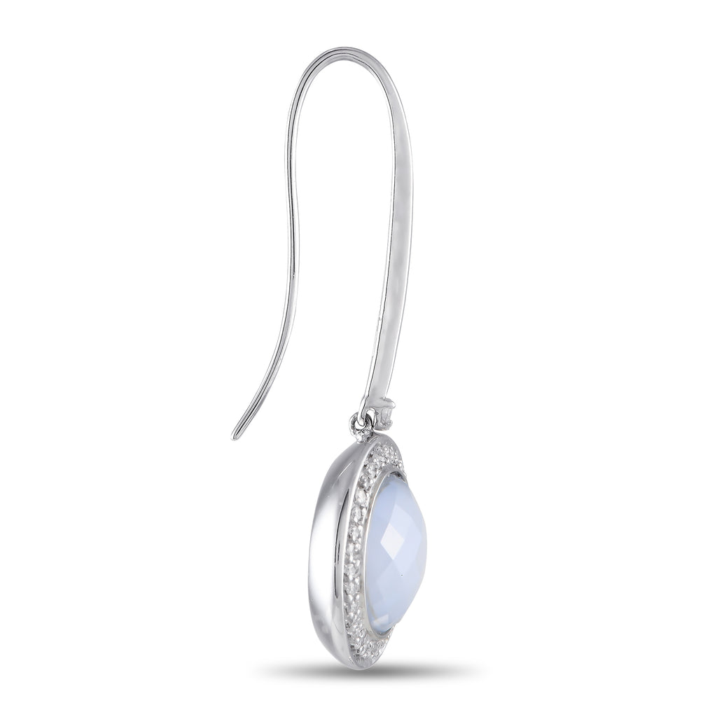 Casato 18K White Gold 0.65ct Diamond and Chalcedony Drop Earrings
