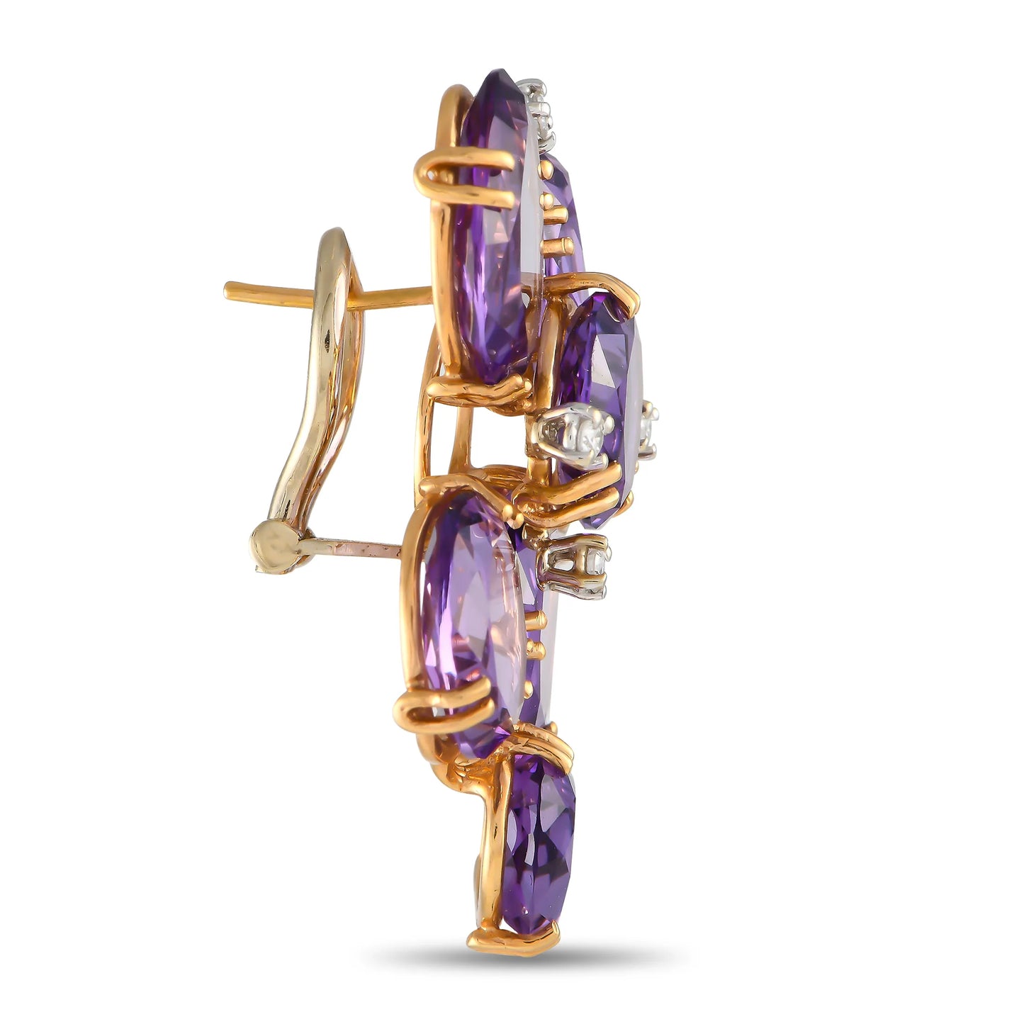 Casato 18K Yellow Gold 0.36ct Diamond and Amethyst Earrings