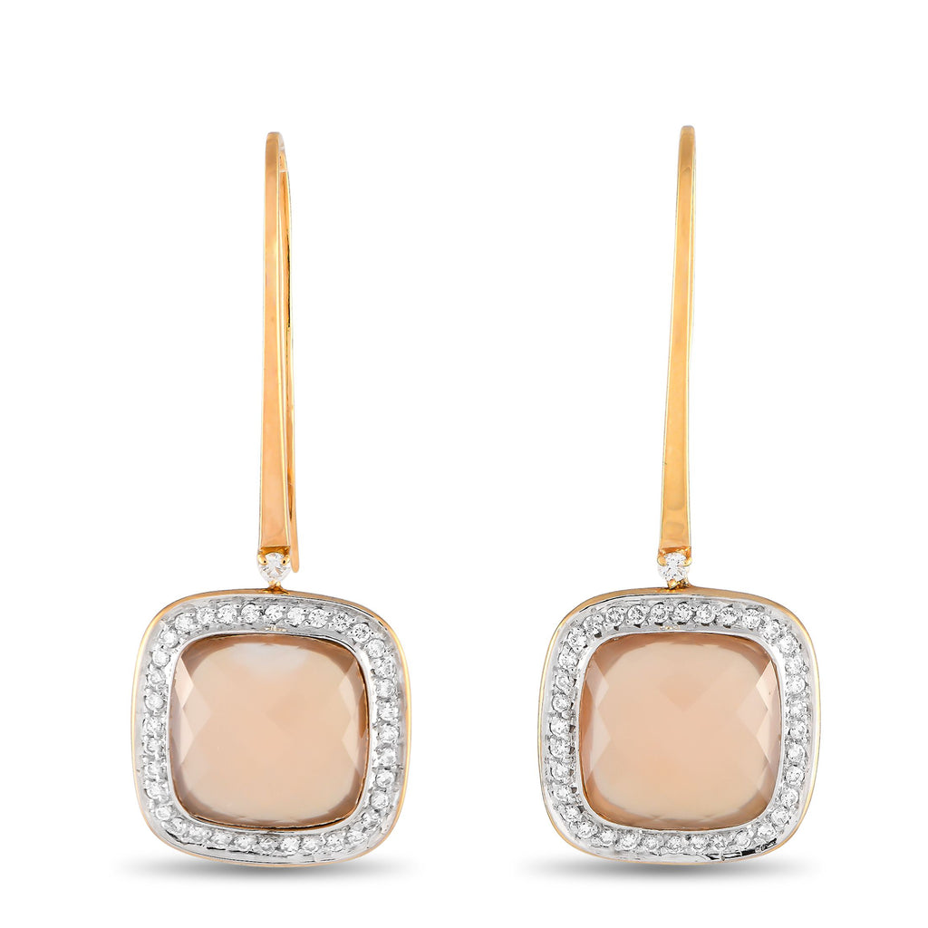 Casato18K Yellow Gold Diamond and Chalcedony Drop Earrings – Add warmth and opulence to any ensemble with these elegant Casat
