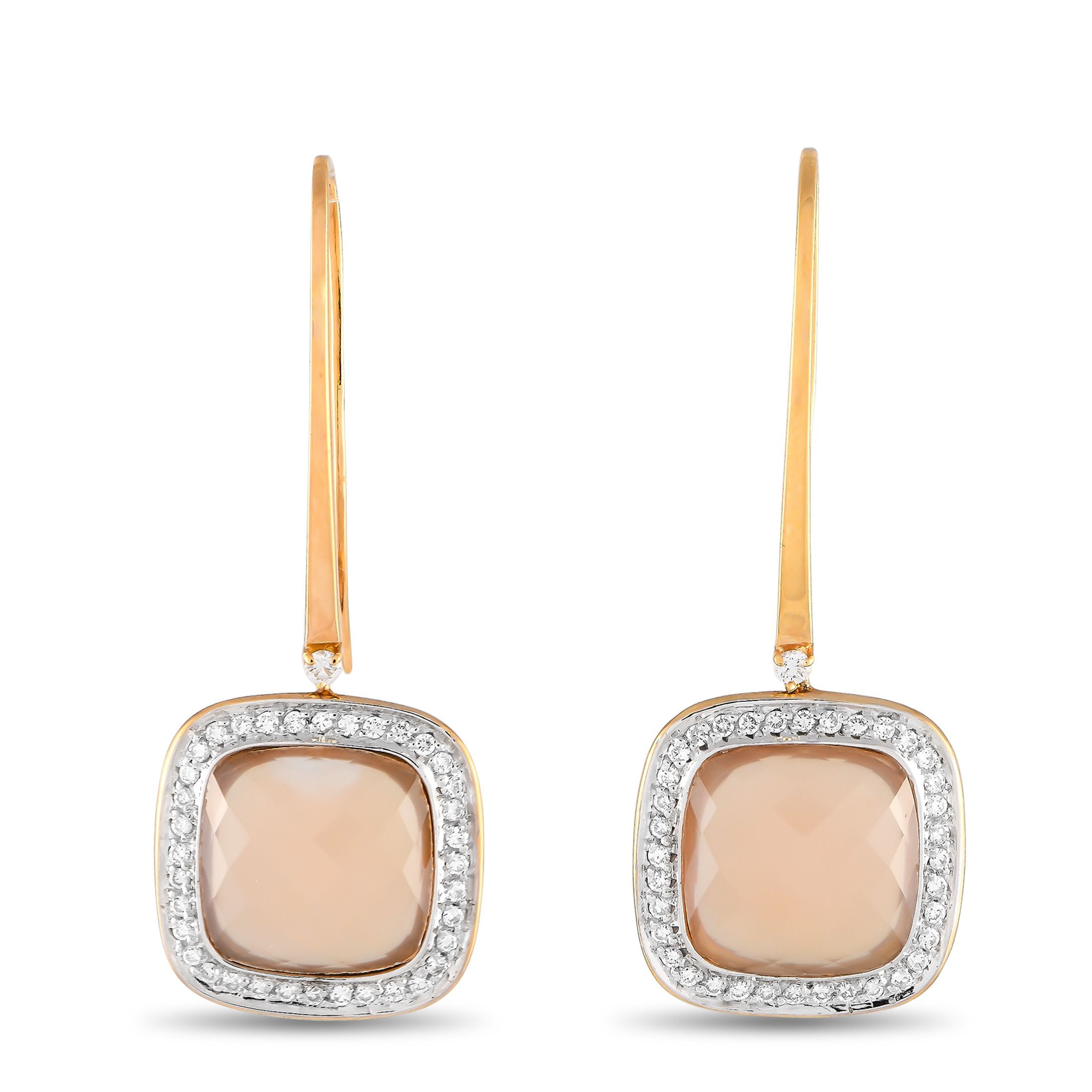 Casato18K Yellow Gold Diamond and Chalcedony Drop Earrings – Add warmth and opulence to any ensemble with these elegant Casat