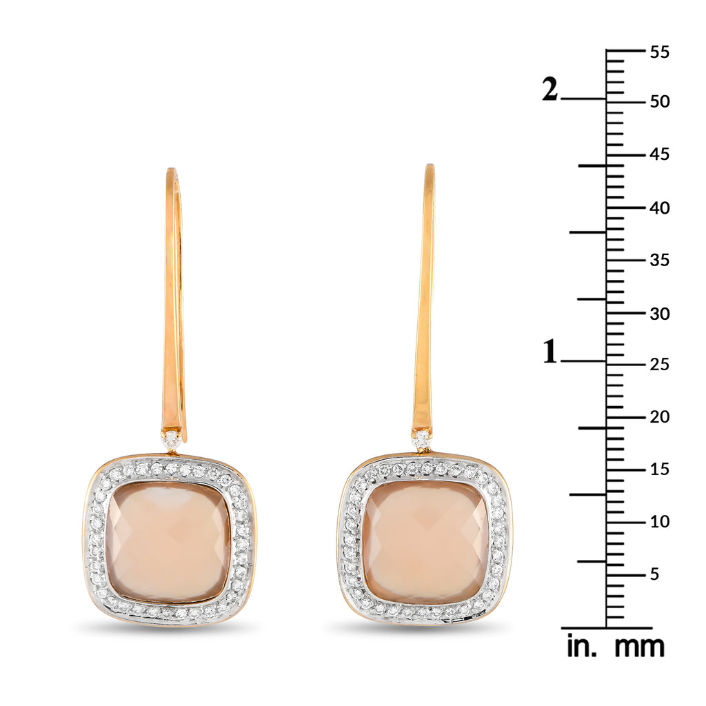 Casato 18K Yellow Gold Diamond and Chalcedony Drop Earrings