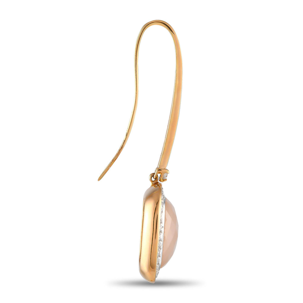 Casato18K Yellow Gold Diamond and Chalcedony Drop Earrings