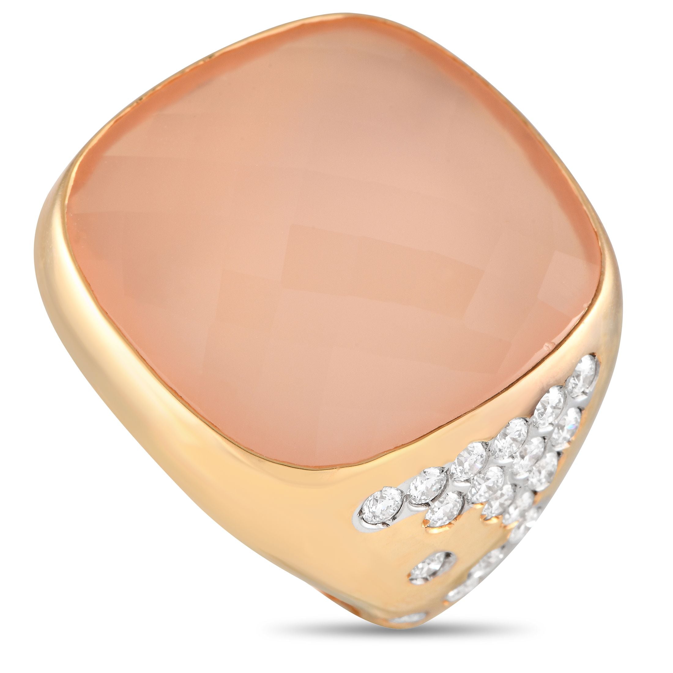 Casato18K Yellow Gold 0.65ct Diamond and Chalcedony Ring – Bridging the gap between bold and refined, this cocktail ring from