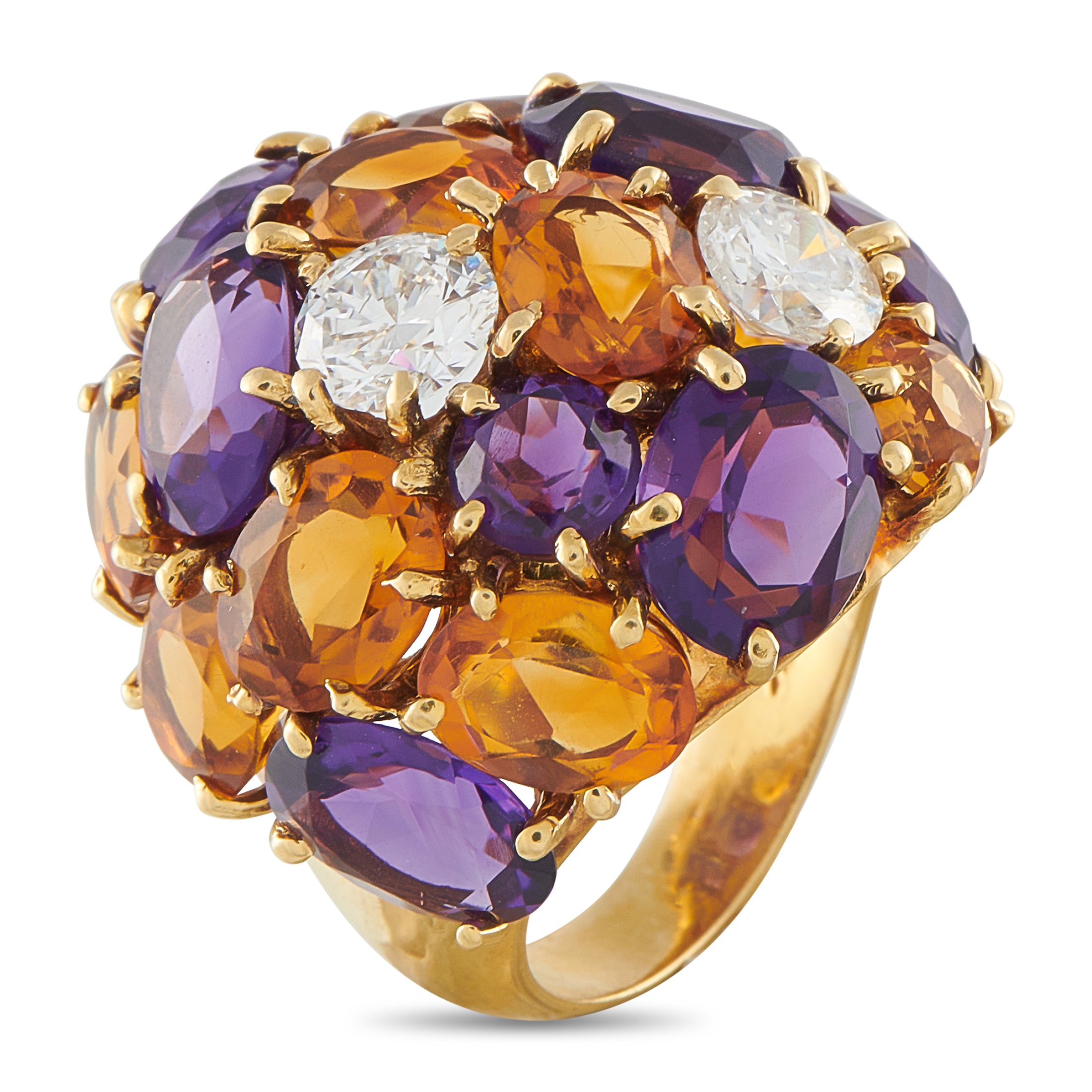 Cellino 18K Yellow Gold 1.70ct Diamond, Amethyst, and Citrine Ring
