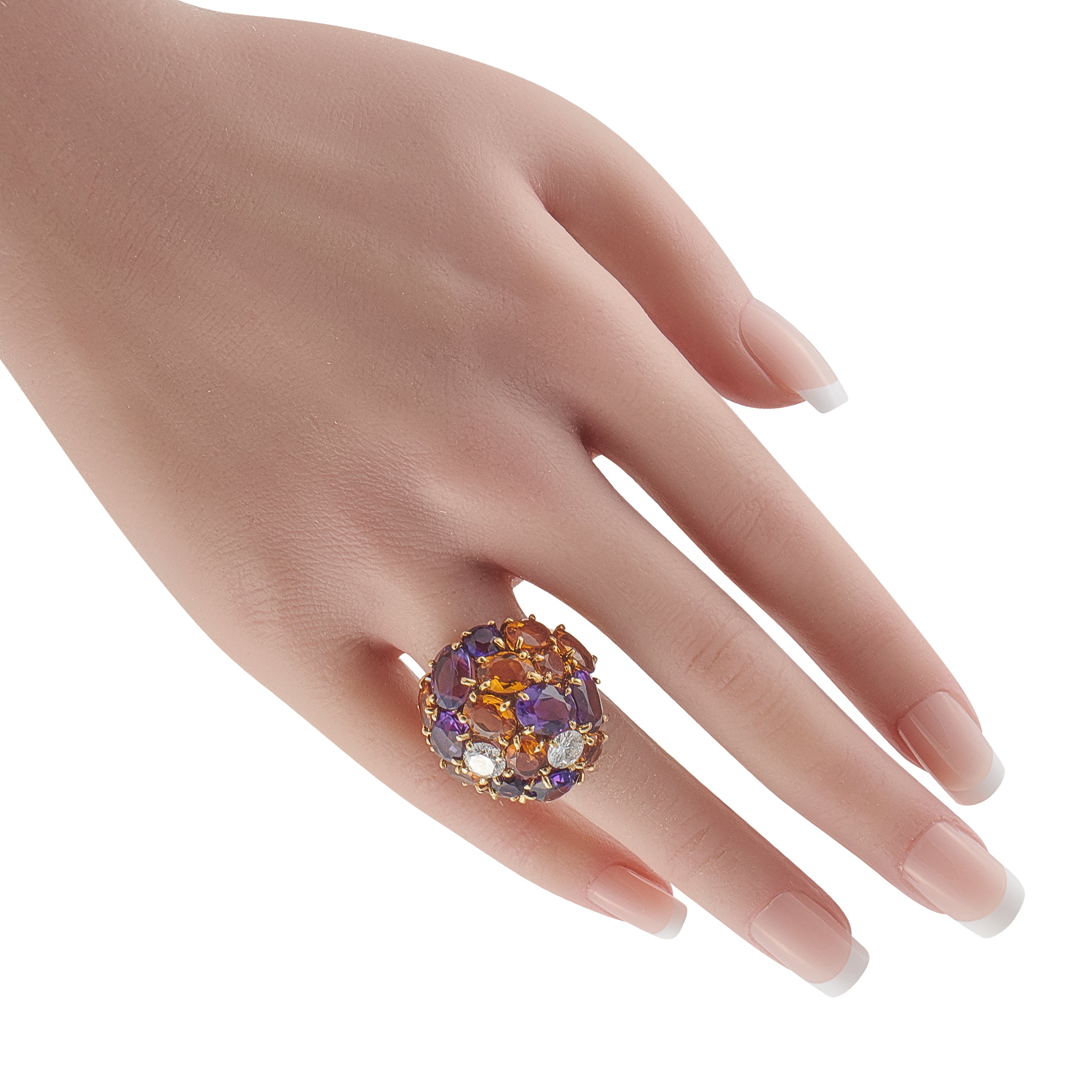 Cellino 18K Yellow Gold 1.70ct Diamond, Amethyst, and Citrine Ring