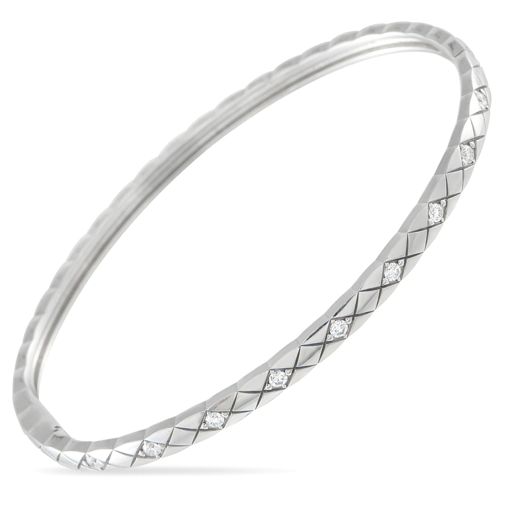 CHANEL 18K White Gold 0.36ct Diamond Bangle