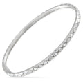 Chanel 18K white gold diamond bangle bracelet with quilted pattern
