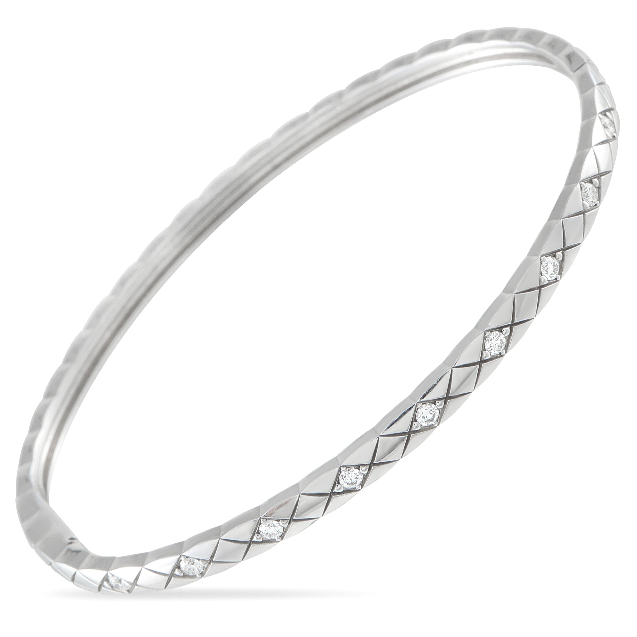 CHANEL 18K White Gold 0.36ct Diamond Bangle