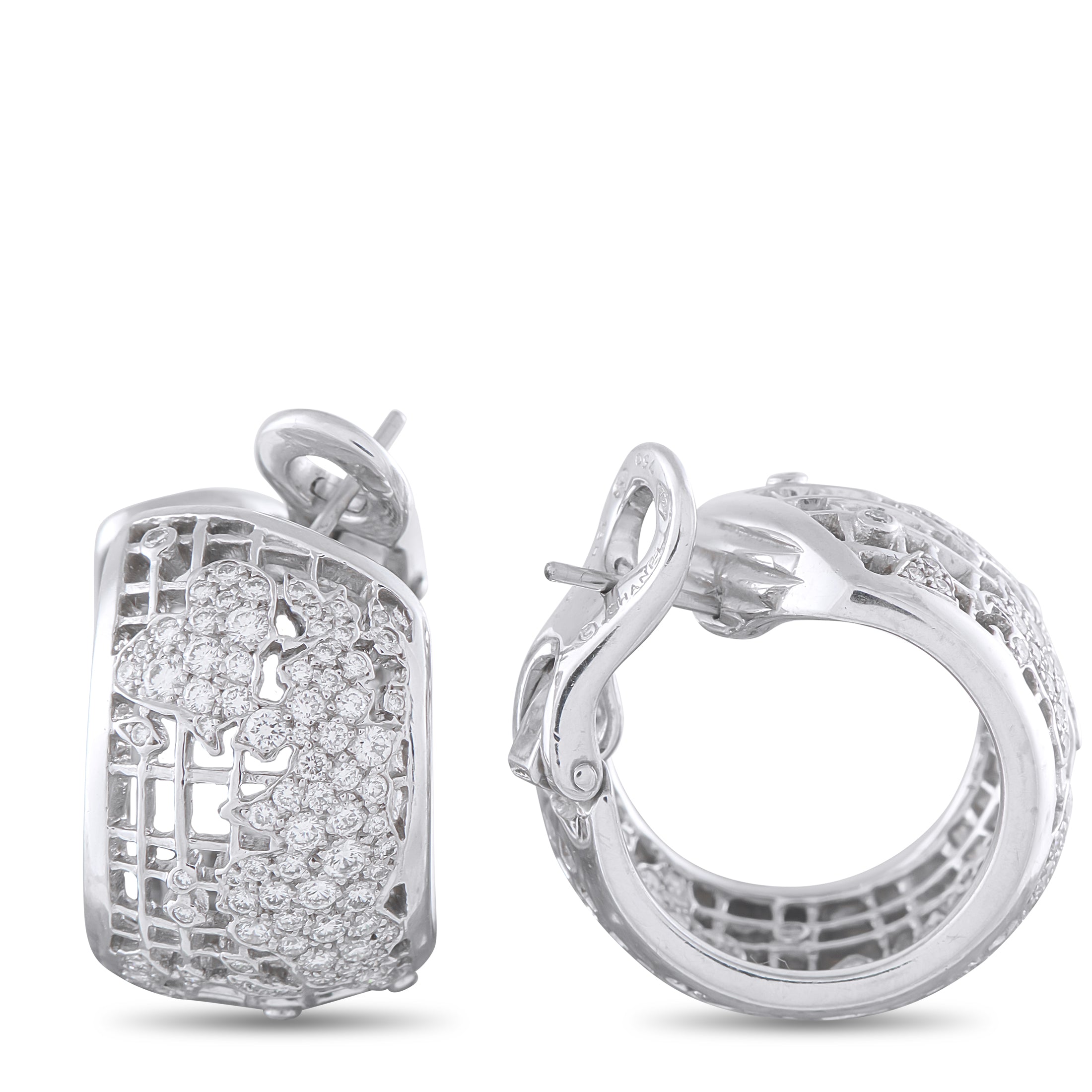 Chanel 18K White Gold 2.0ct Diamond Earrings