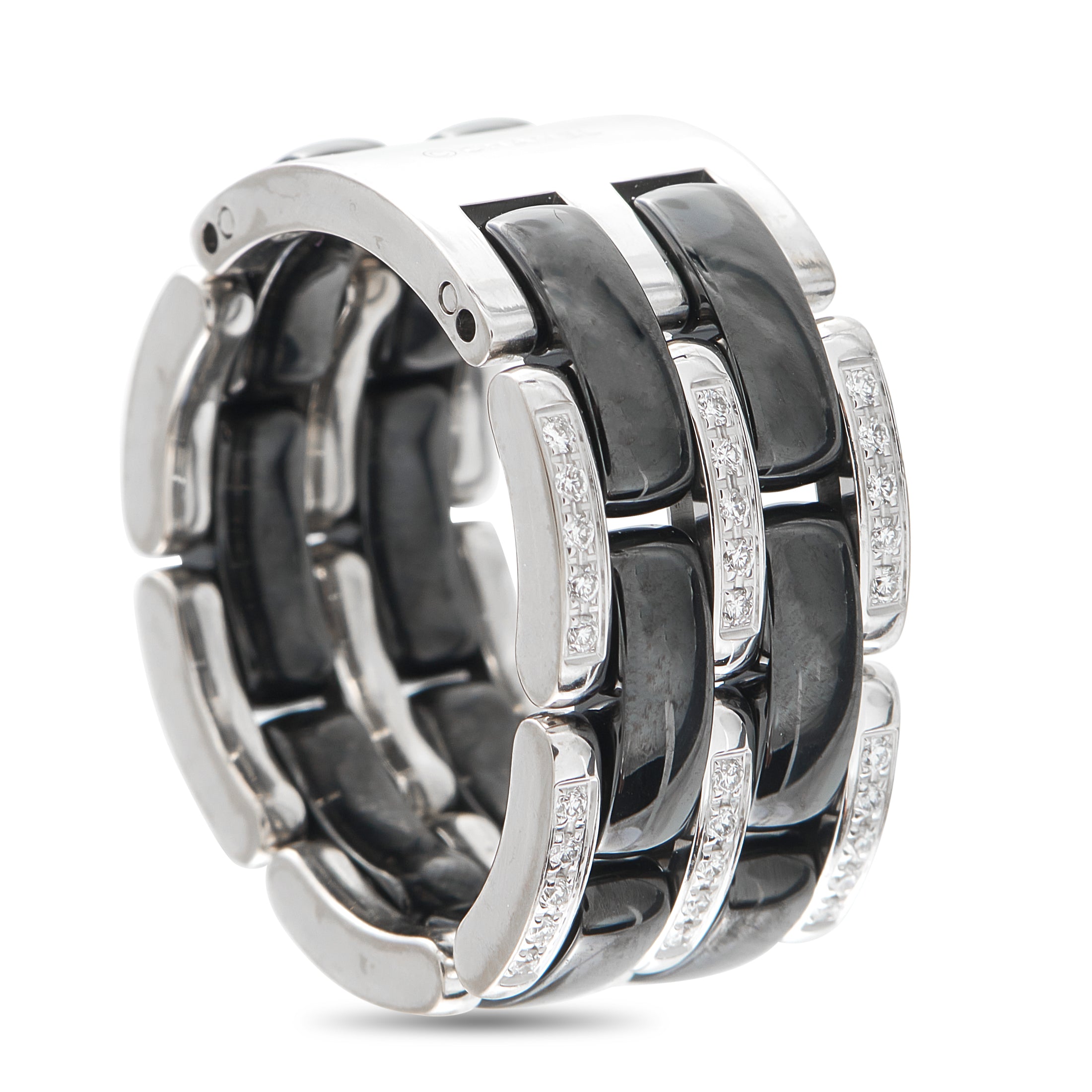 CHANEL ULTRA 18K White Gold 0.38ct Diamond and Black Ceramic Ring