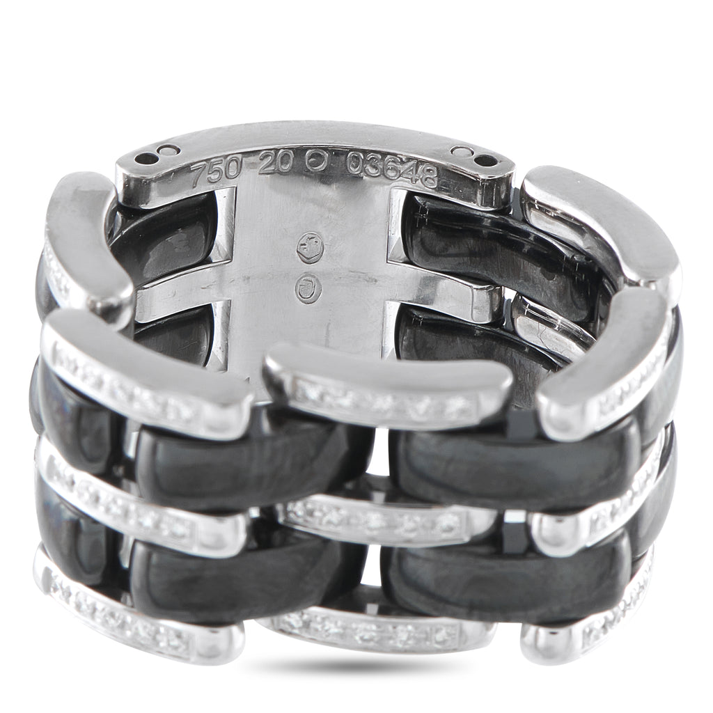 CHANEL ULTRA 18K White Gold 0.38ct Diamond and Black Ceramic Ring