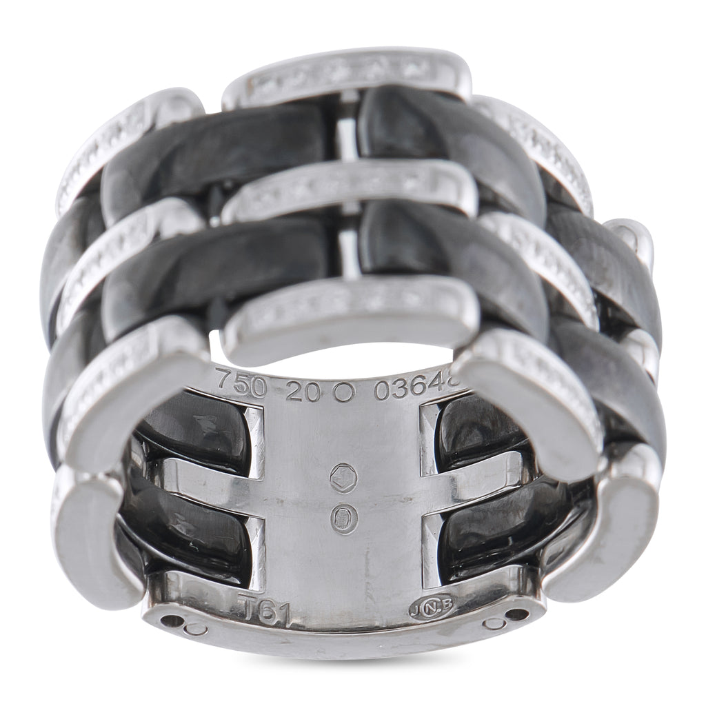 CHANEL ULTRA 18K White Gold 0.38ct Diamond and Black Ceramic Ring