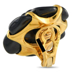 Chanel 18K Yellow Gold and Black Ceramic Camelia Earrings