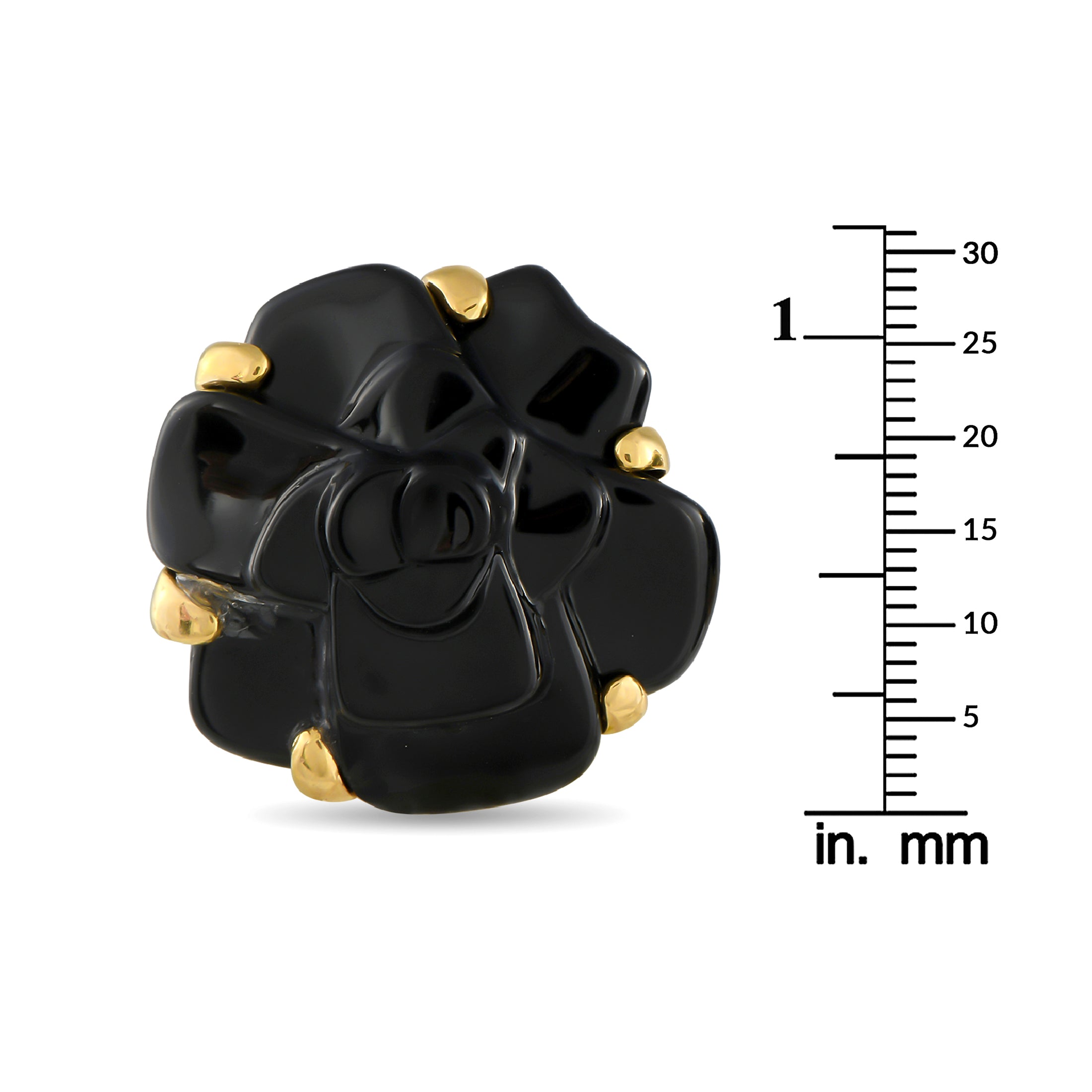 Chanel 18K Yellow Gold and Black Ceramic Camelia Earrings