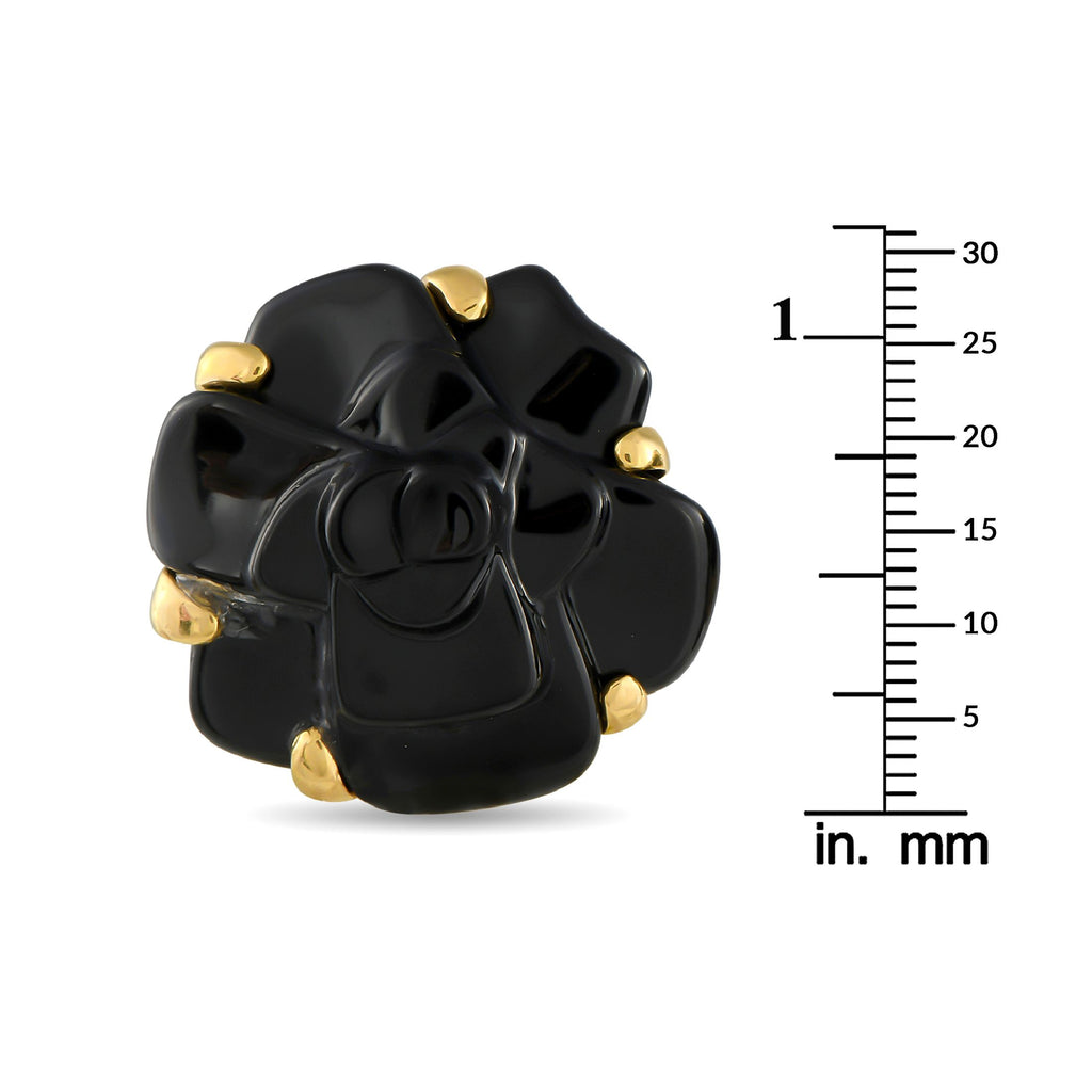 Chanel18K Yellow Gold and Black Ceramic Camelia Earrings