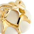 CHANEL Camelia 18K Yellow Gold White Ceramic Ring