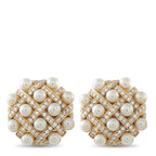 Chanel 18K yellow gold diamond and baroque pearl earrings
