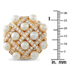 Chanel 18K yellow gold pearl and diamond earrings with woven lattice design