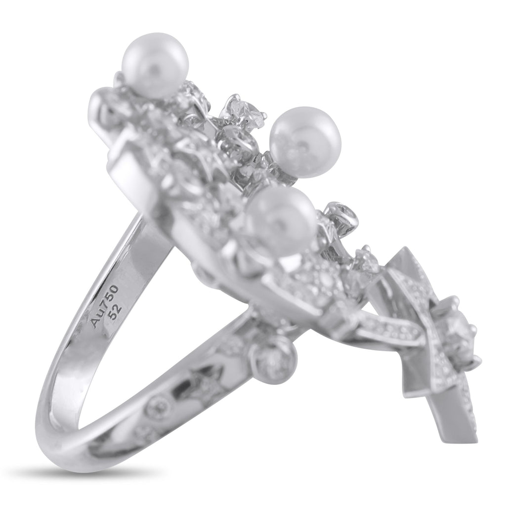ChanelComete 18K White Gold 1.25ct Diamond and Pearl Ring