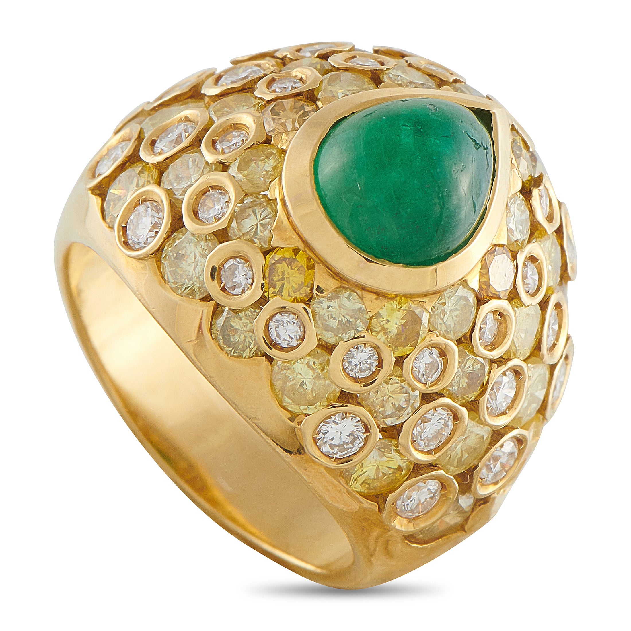 CHANTECLER18K Yellow Gold 3.0ct Diamond and Emerald Ring