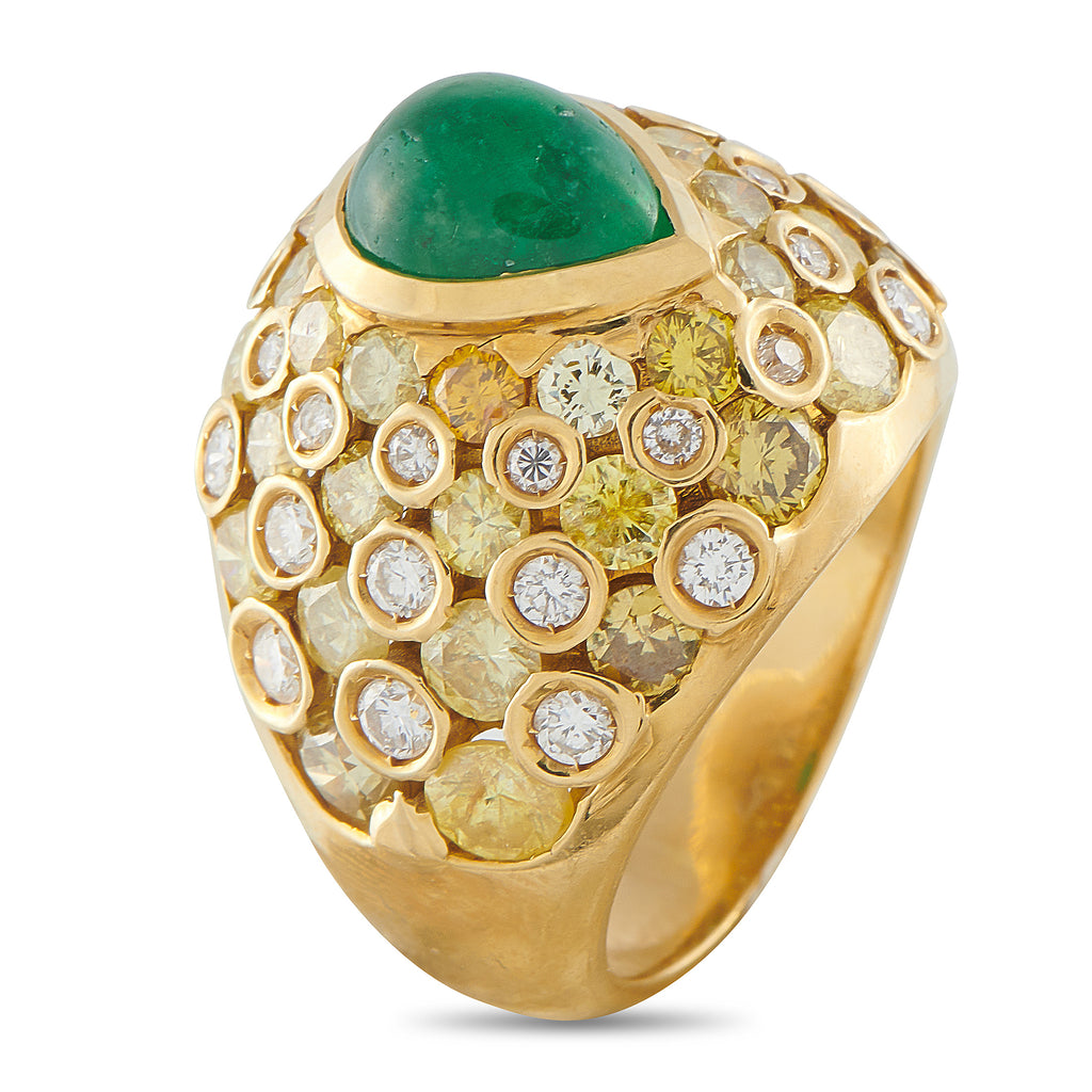 CHANTECLER18K Yellow Gold 3.0ct Diamond and Emerald Ring