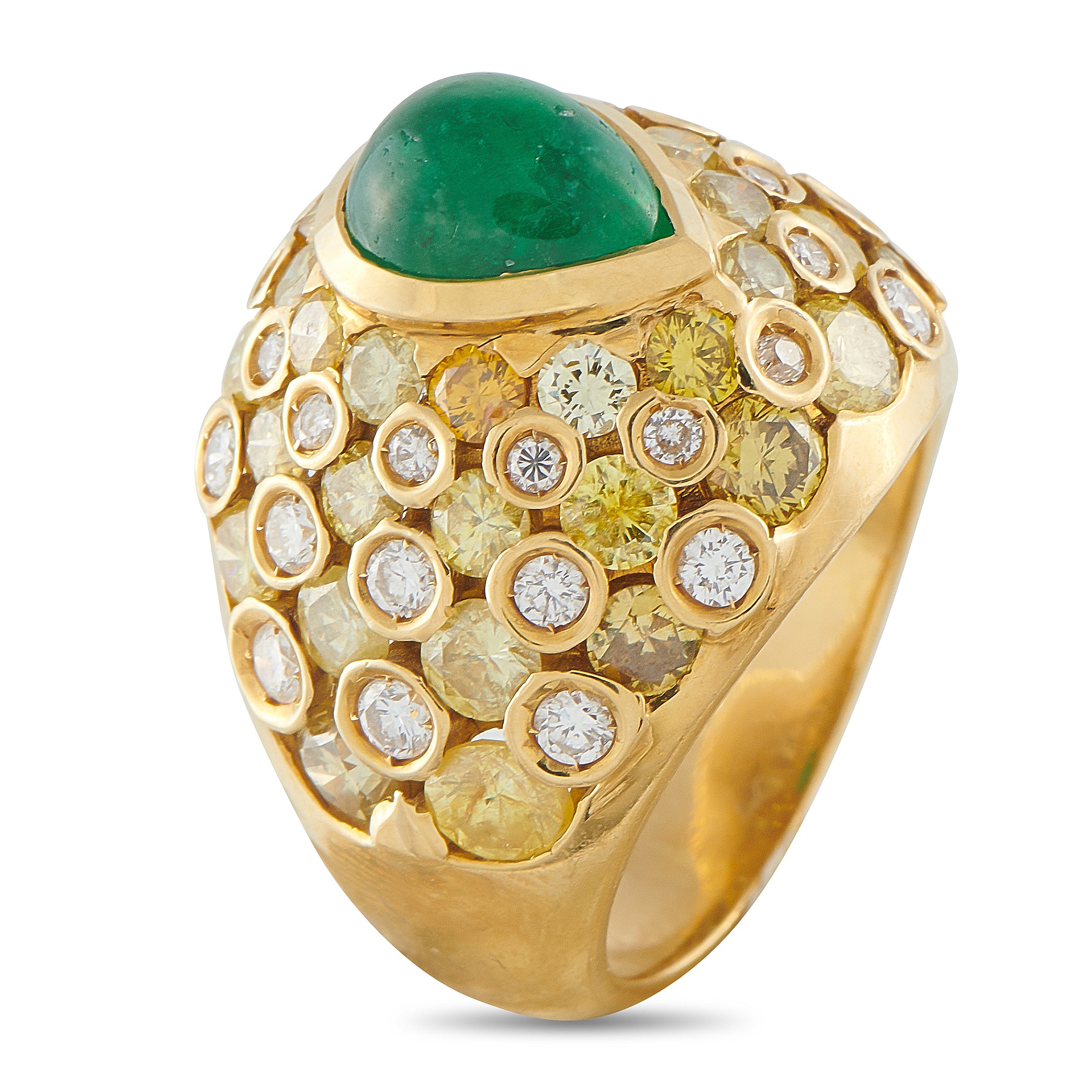 CHANTECLER18K Yellow Gold 3.0ct Diamond and Emerald Ring