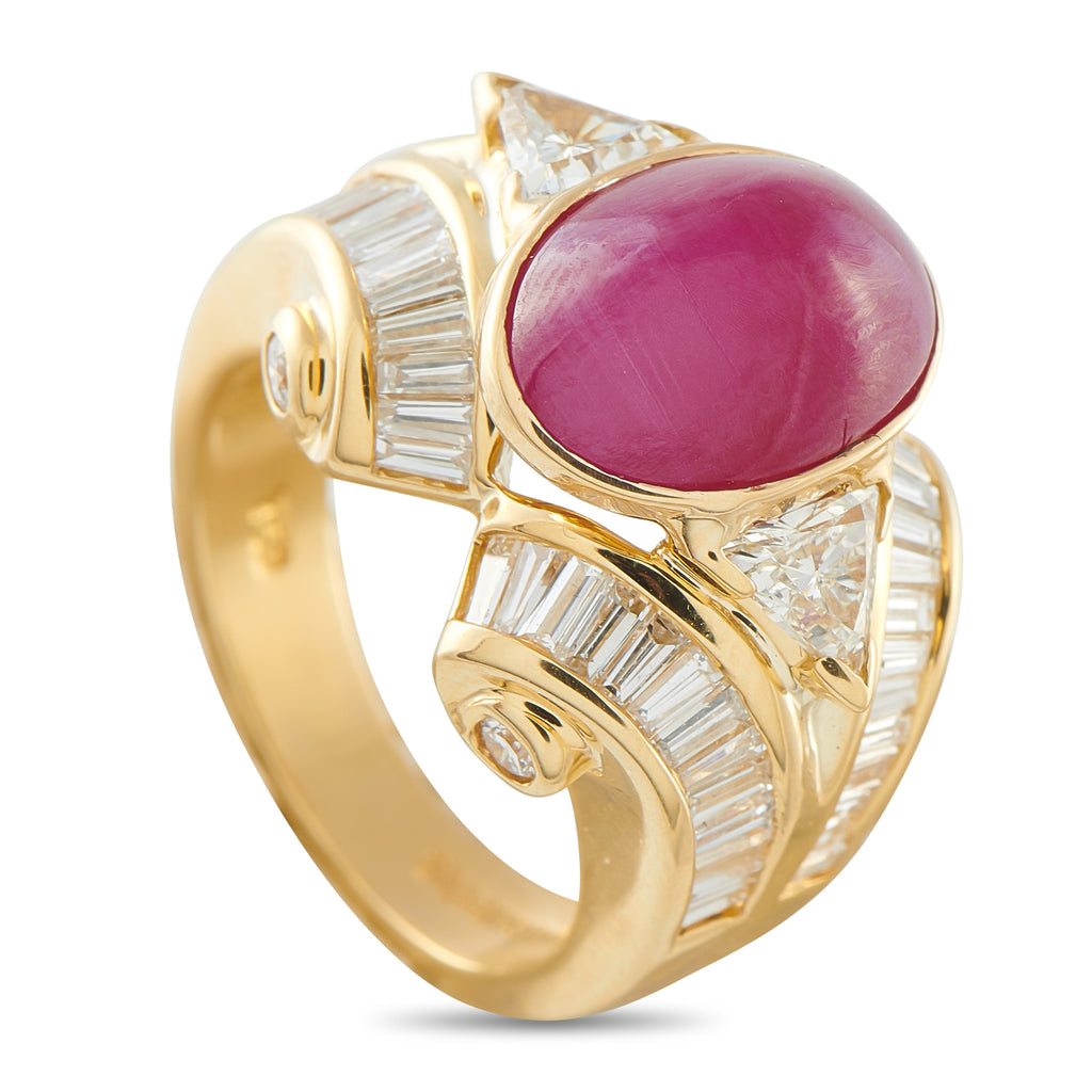 Charles Krypell18K Yellow Gold 2.25ct Diamond and Ruby Ring