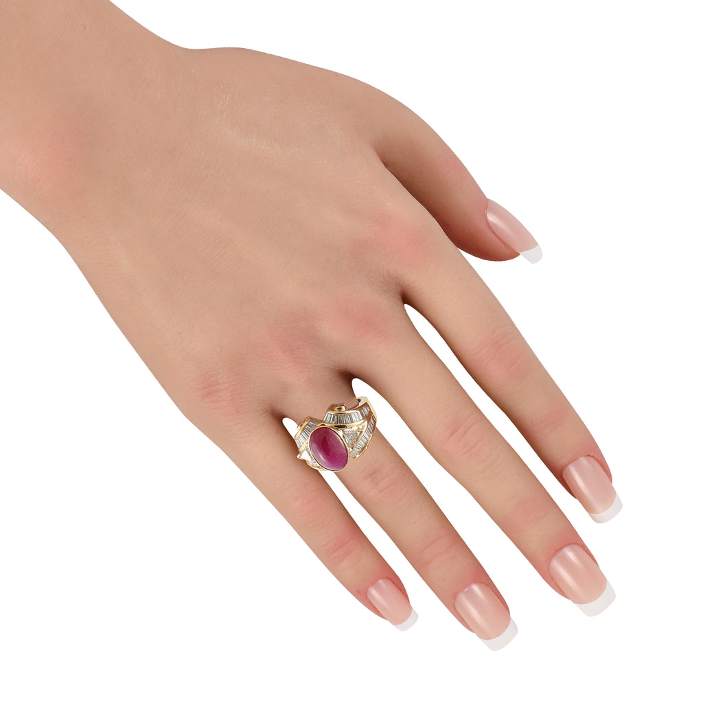 Charles Krypell18K Yellow Gold 2.25ct Diamond and Ruby Ring