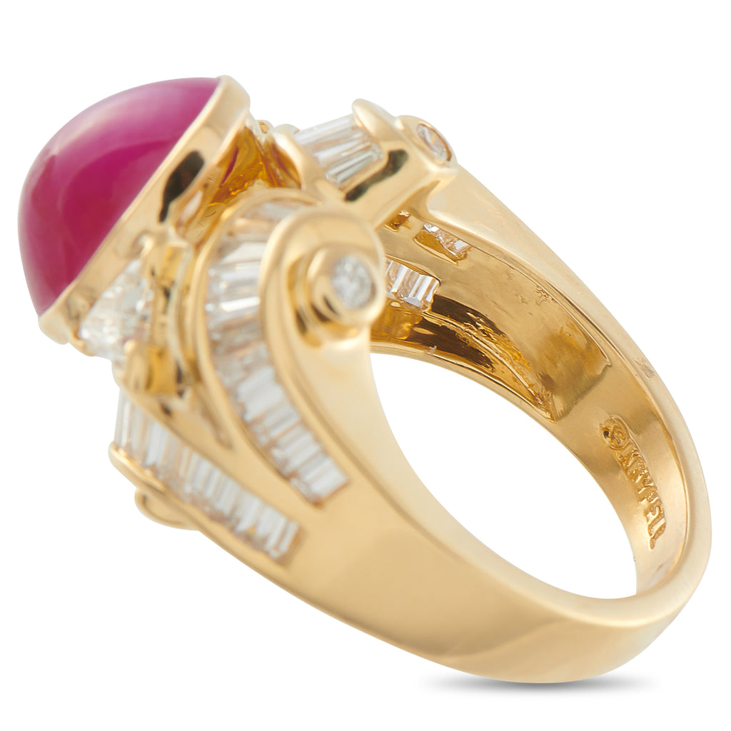Charles Krypell18K Yellow Gold 2.25ct Diamond and Ruby Ring
