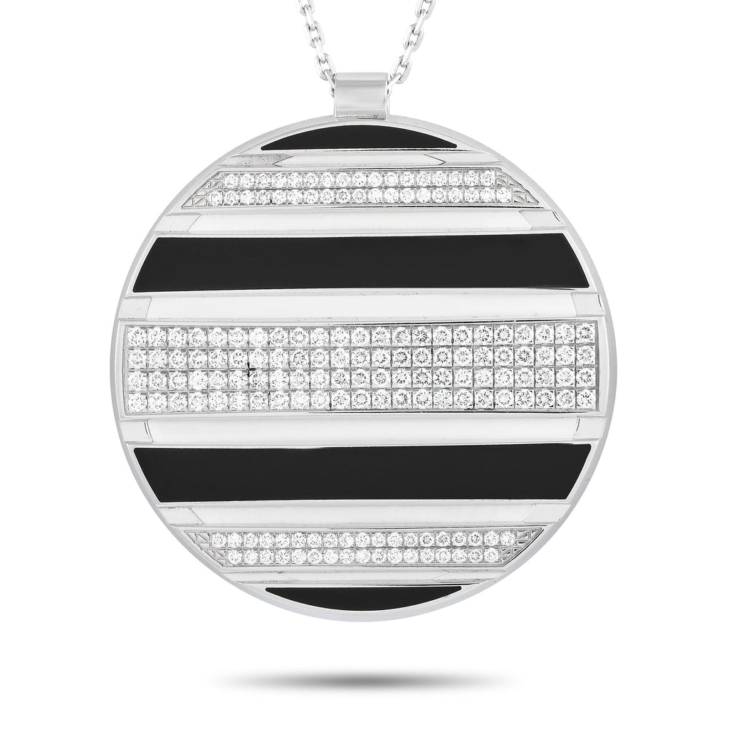 ChaumetClass One 18K White Gold 2.0ct Diamond Black and White Enamel Necklace – From Chaumet’s Class One Collection, this nec
