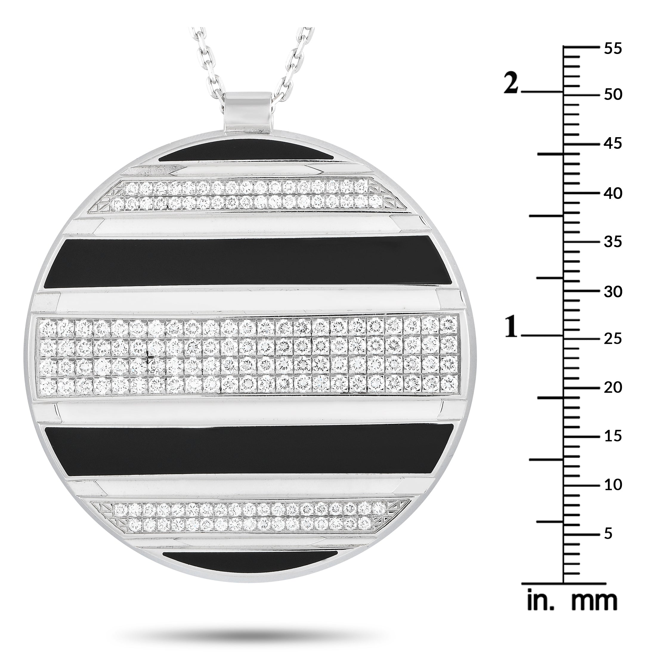 Chaumet Class One 18K White Gold 2.0ct Diamond Black and White Enamel Necklace