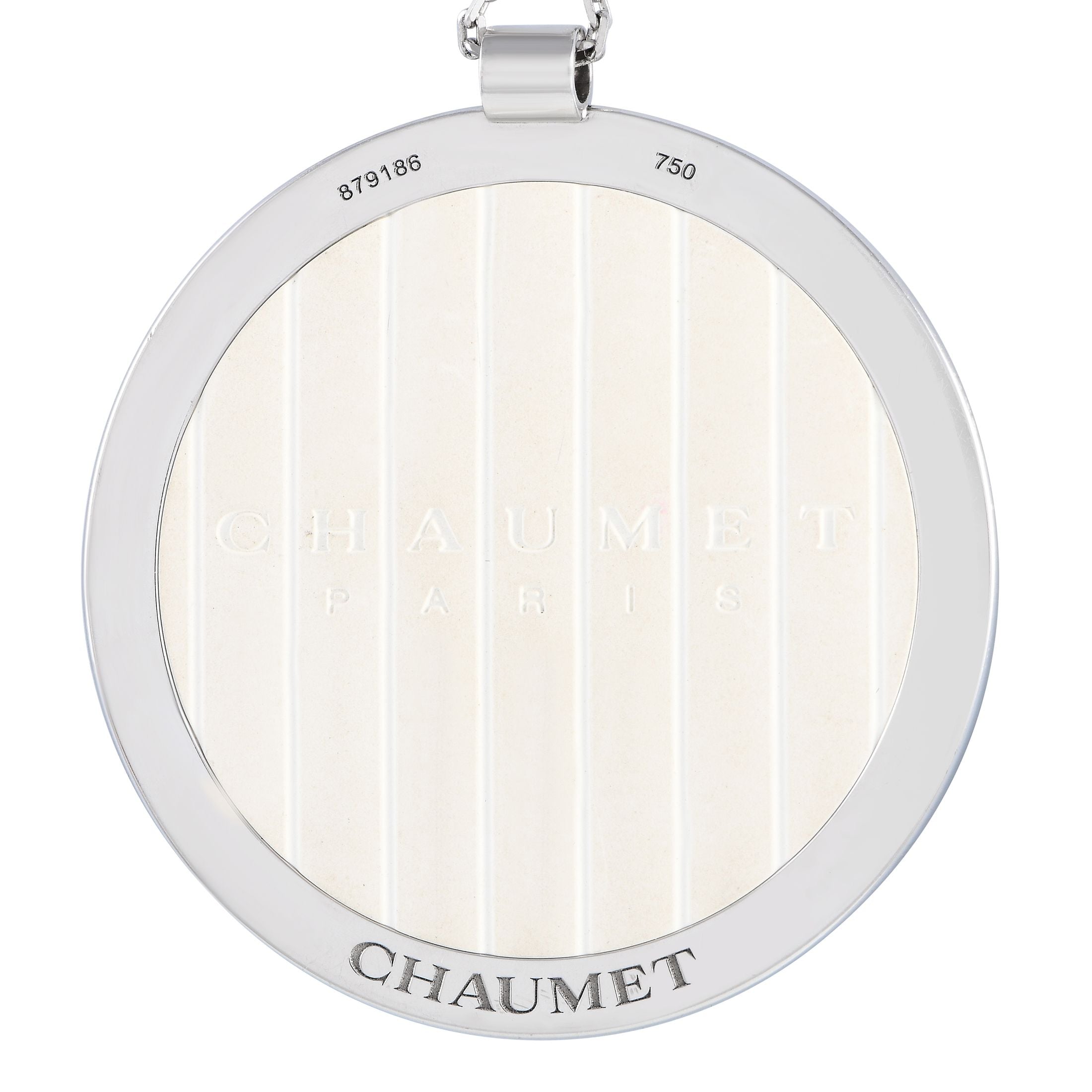 ChaumetClass One 18K White Gold 2.0ct Diamond Black and White Enamel Necklace