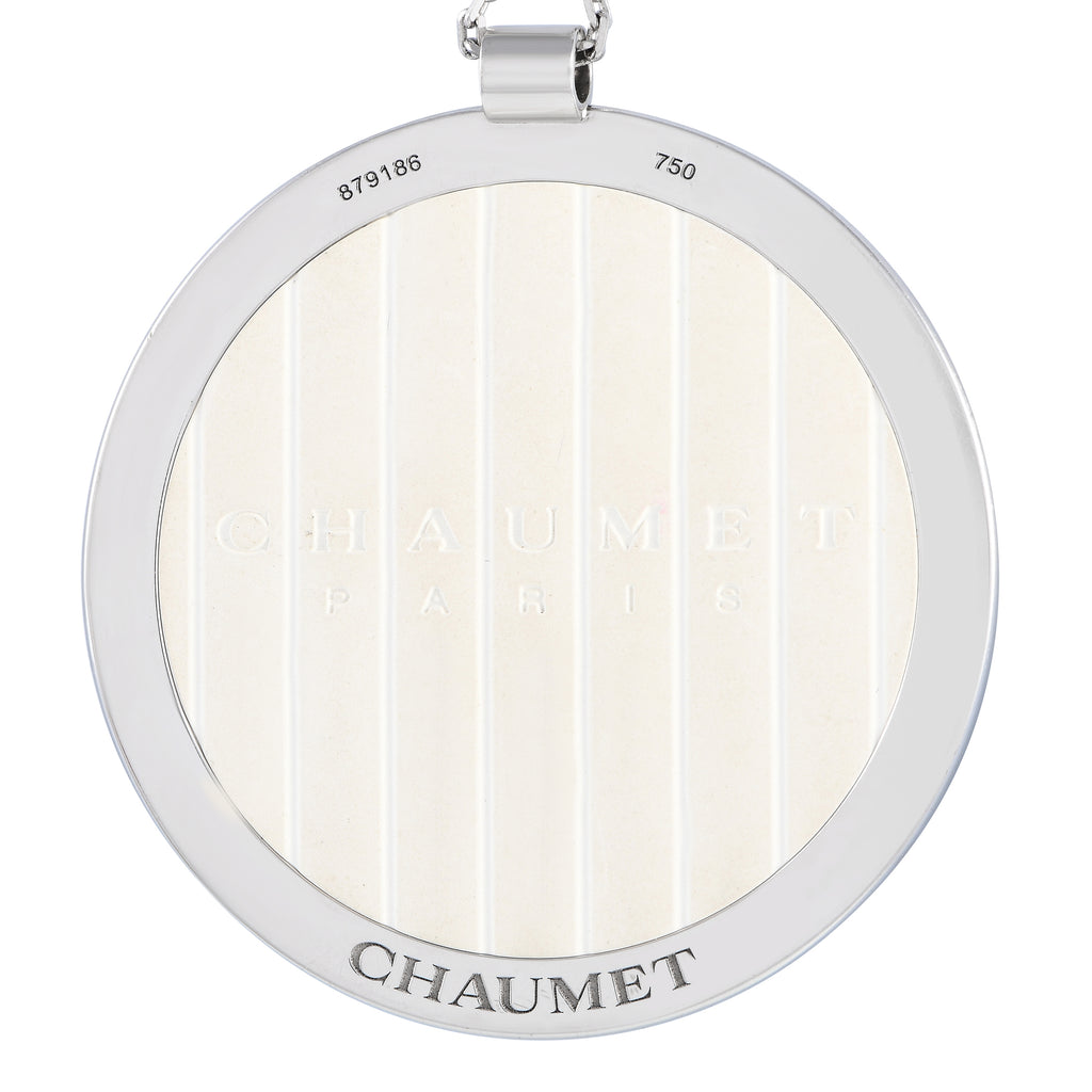 ChaumetClass One 18K White Gold 2.0ct Diamond Black and White Enamel Necklace