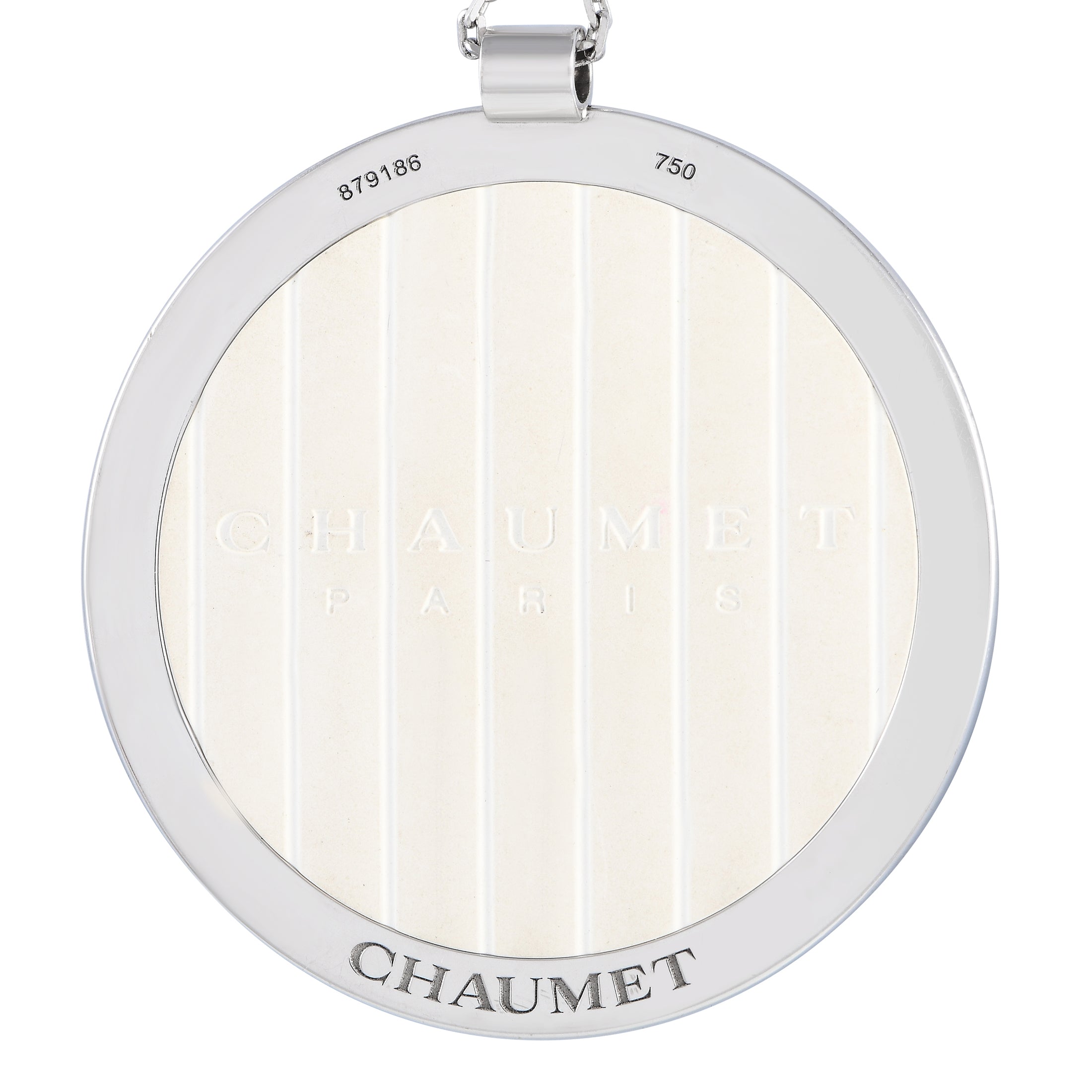 ChaumetClass One 18K White Gold 2.0ct Diamond Black and White Enamel Necklace